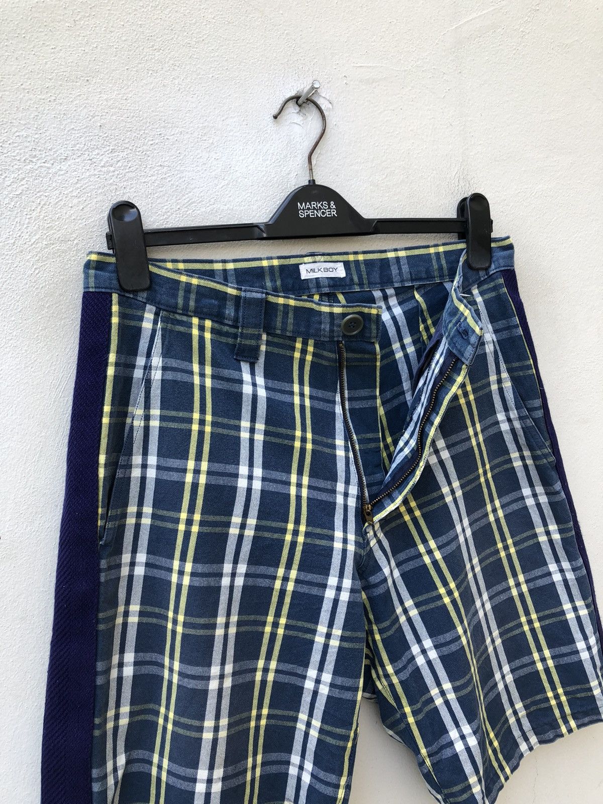 Japanese Brand Vintage Milk Boy Japan Side Tape Checkered Short Pant Size US 31 - 9 Thumbnail