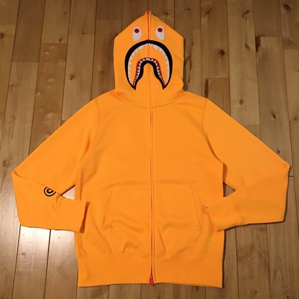 BAPE NEON color shark full zip hoodie orange a bathing ape