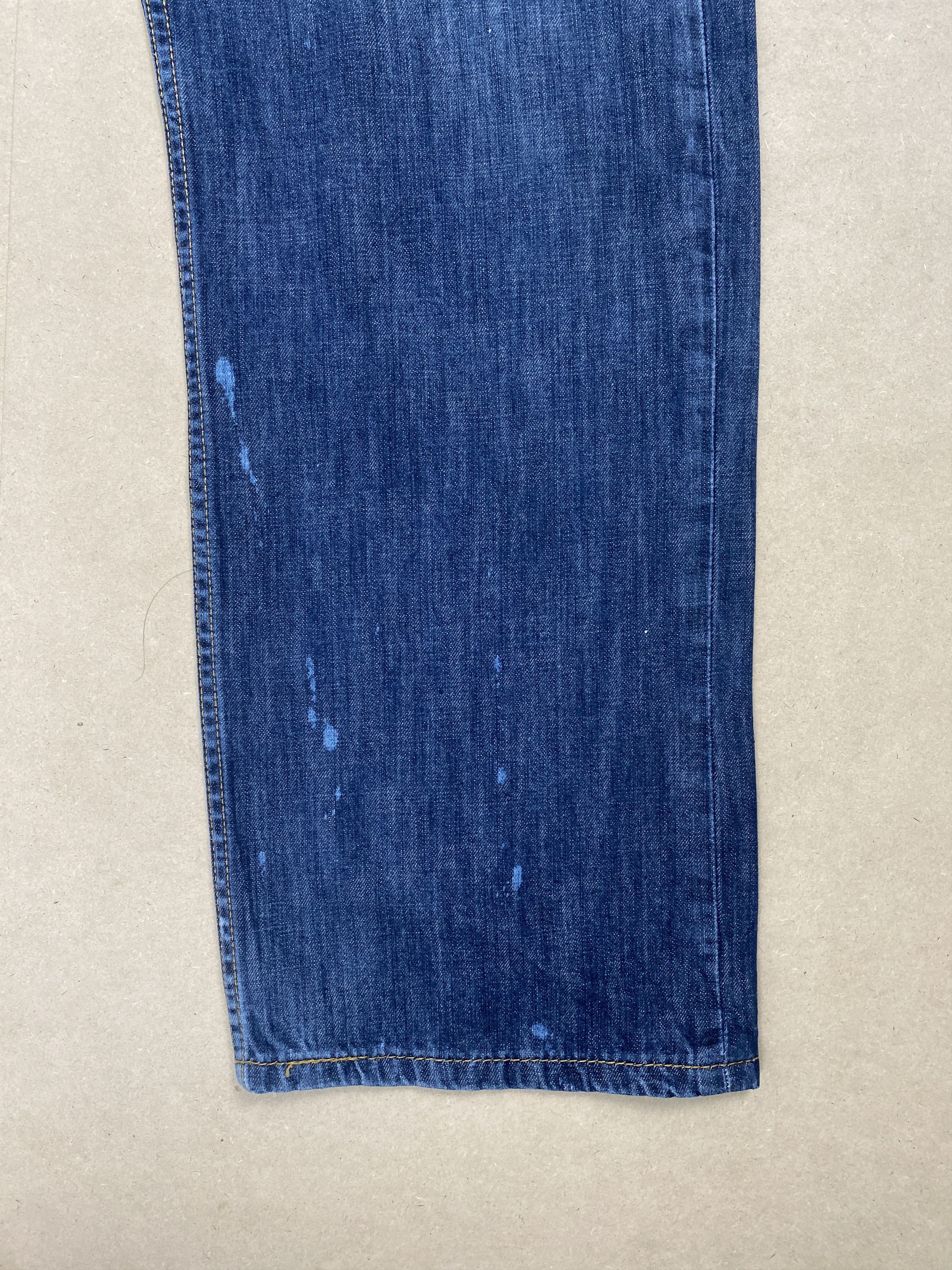 Levi's × Vintage Vintage Levis 569 Straight Cut Paint Dirty Jeans Size US 35 - 3 Thumbnail