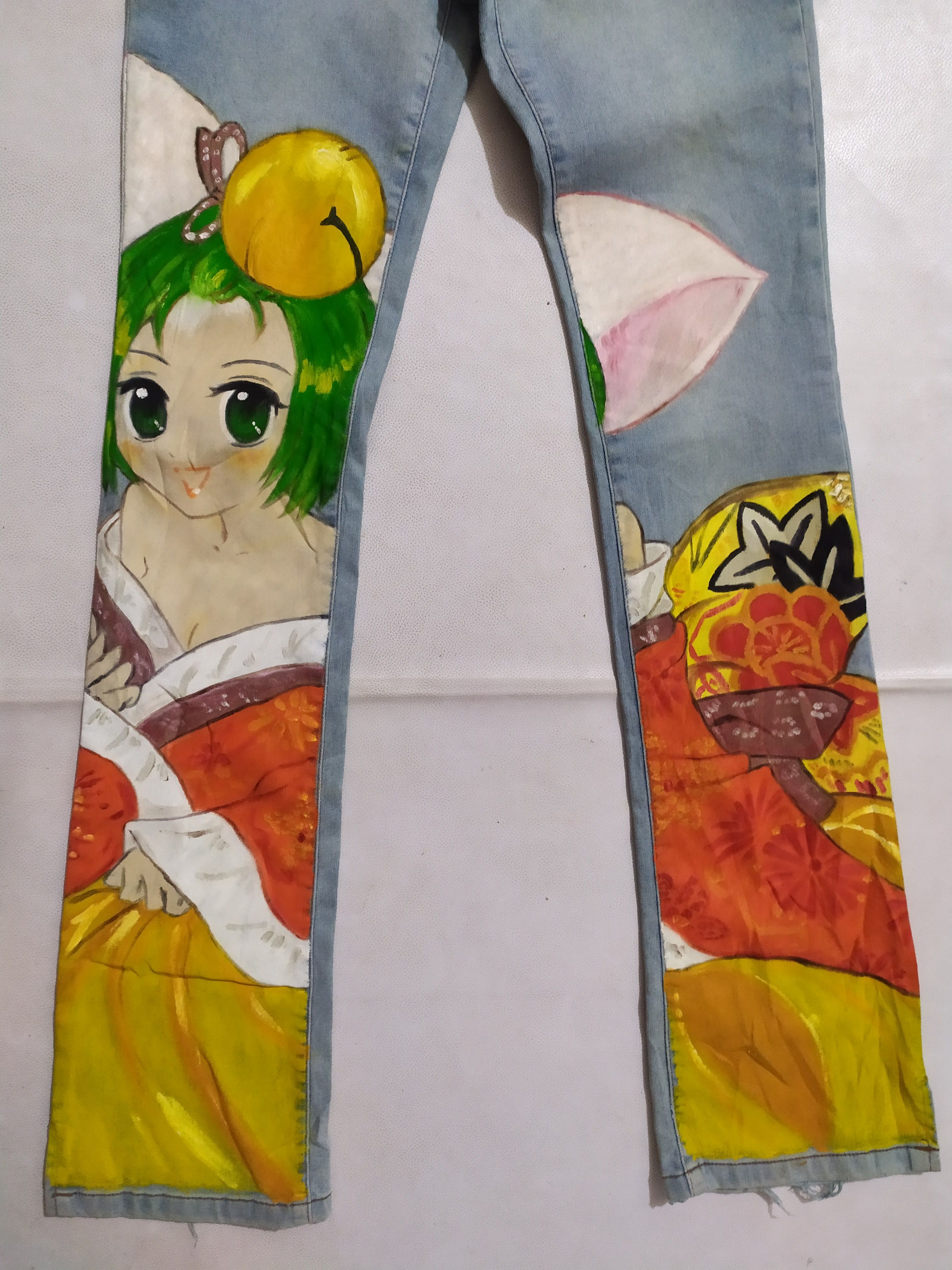 Japanese Brand 🔥Jambangee Hand Painting big Manga Anime Jeans Pants Size 27" / US 4 / IT 40 - 3 Thumbnail