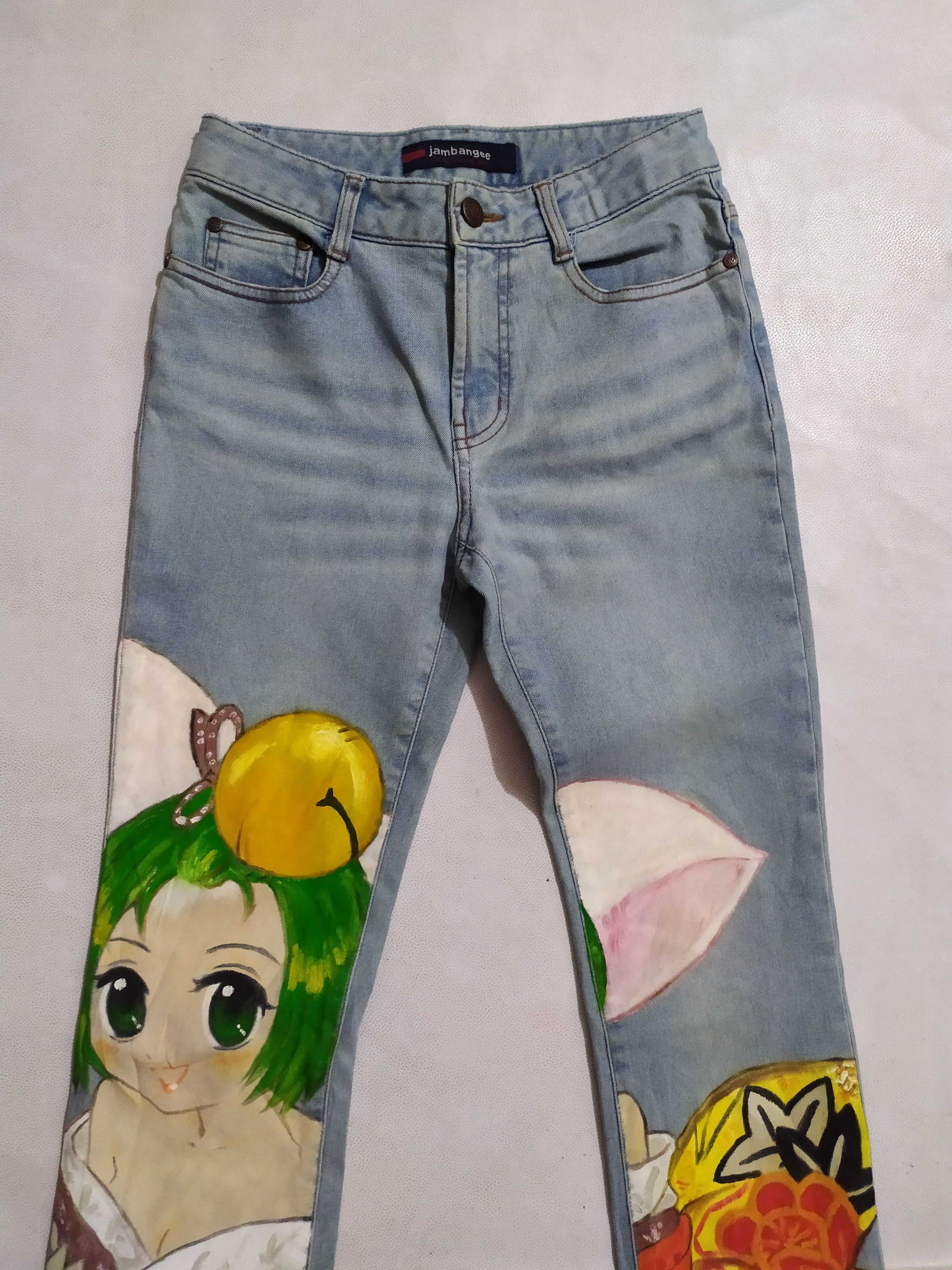 Japanese Brand 🔥Jambangee Hand Painting big Manga Anime Jeans Pants Size 27" / US 4 / IT 40 - 2 Thumbnail