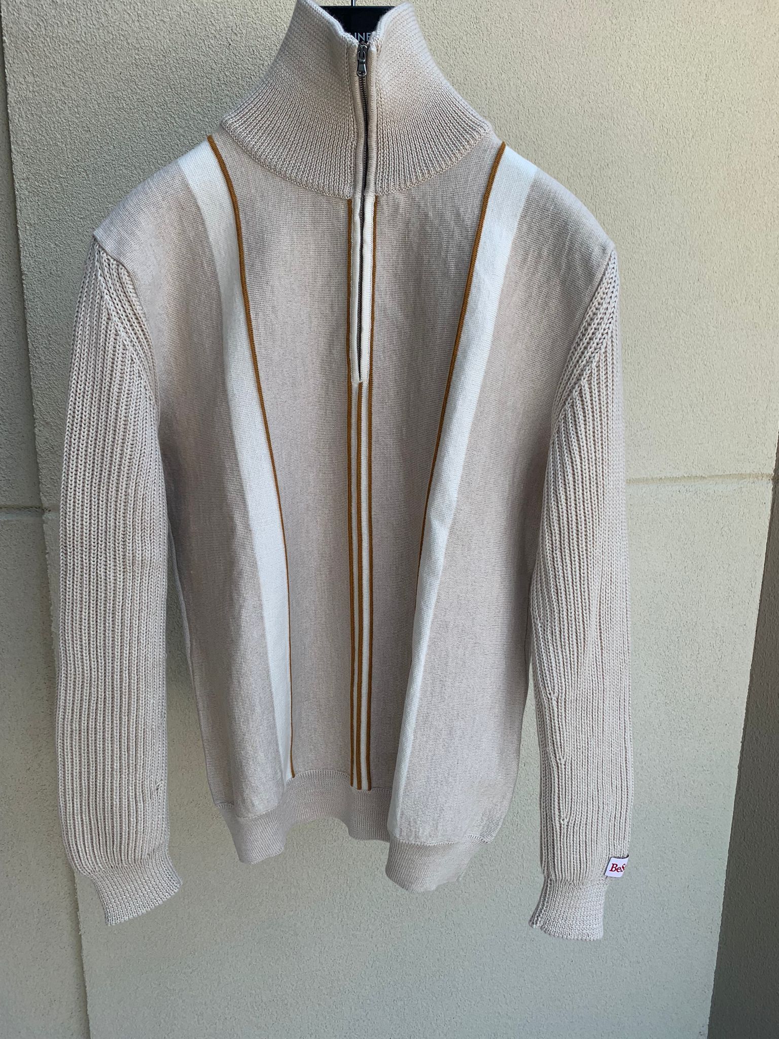 image of Martine Rose Aw19 Zip Up Knitwear In Beige, Men's (Size Medium)