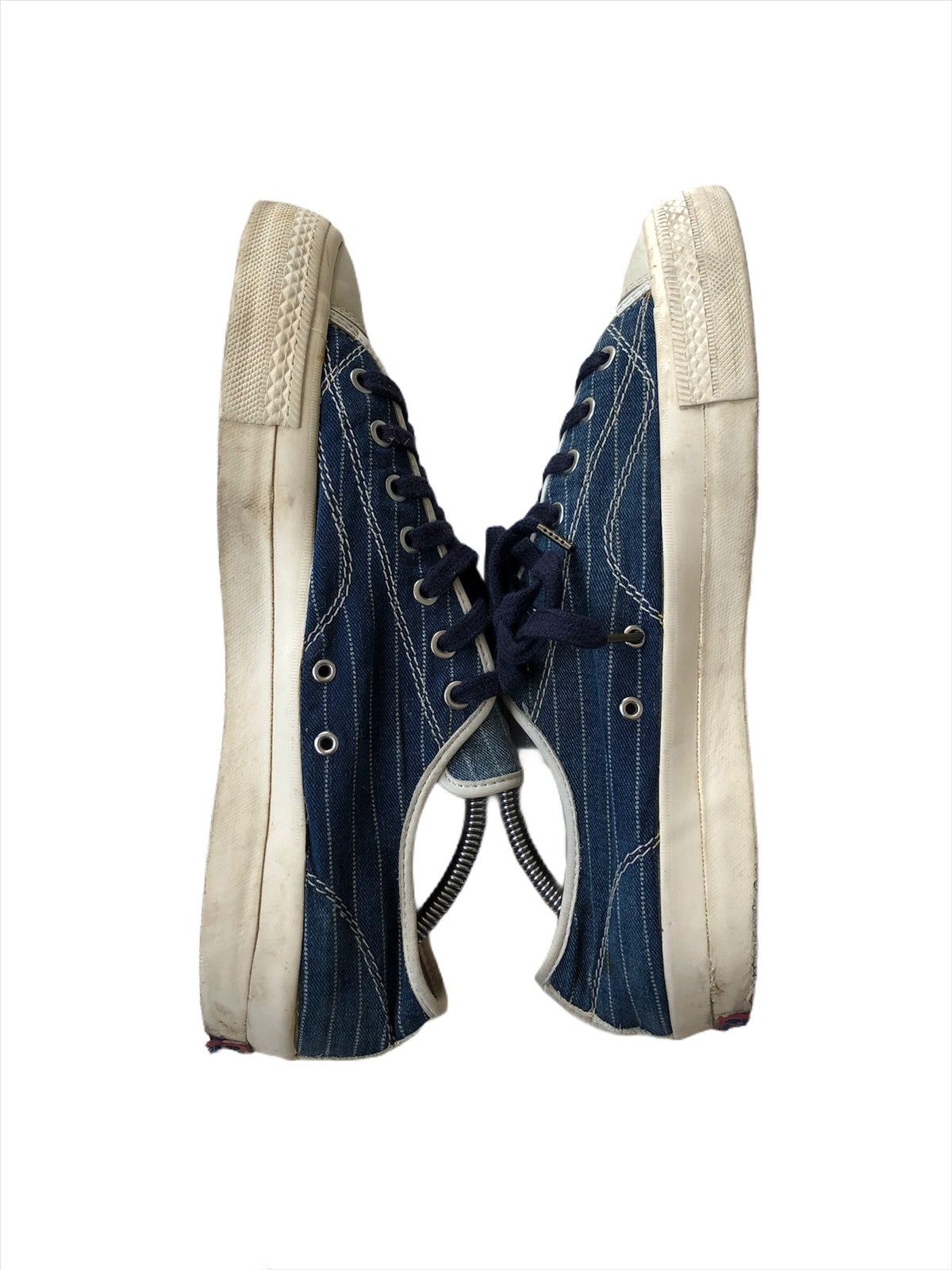 Visvim RARE🔥Indigo Sashiko Striped Skagway Low Sneakers Size US 9.5 / EU 42-43 - 4 Thumbnail