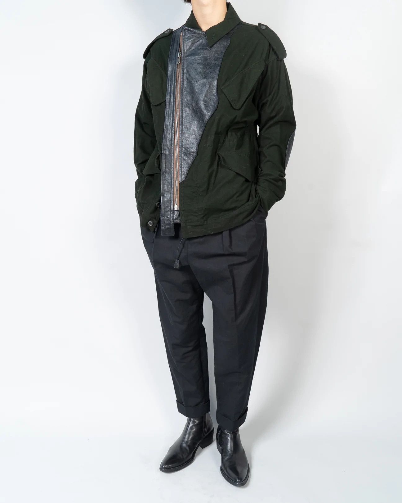 Haider Ackermann FW17 Military Leather Contrast Jacket 1 of 1 Sample Size US M / EU 48-50 / 2 - 3 Thumbnail