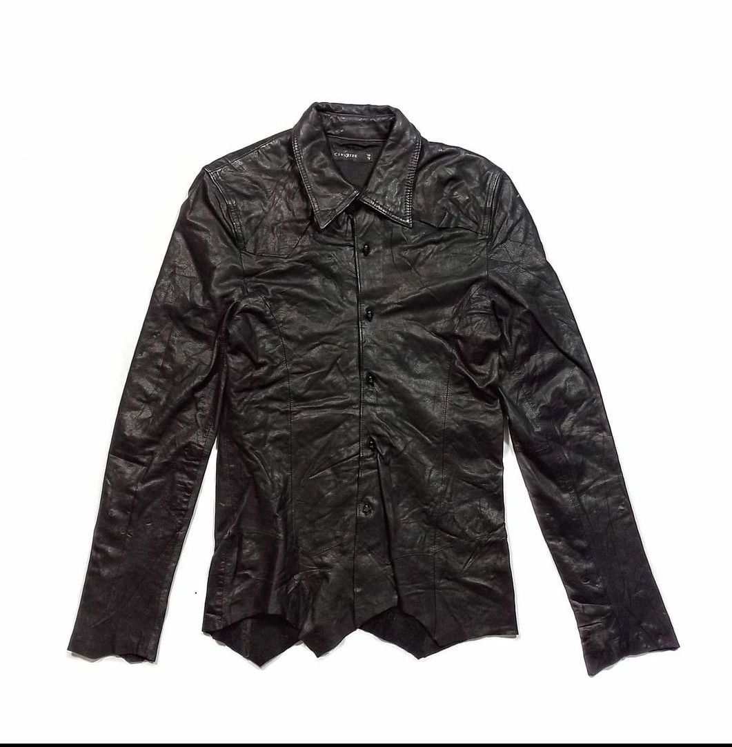 image of 14Th Addiction x Civarize Leather Shirt Size 46 in Black, Men's