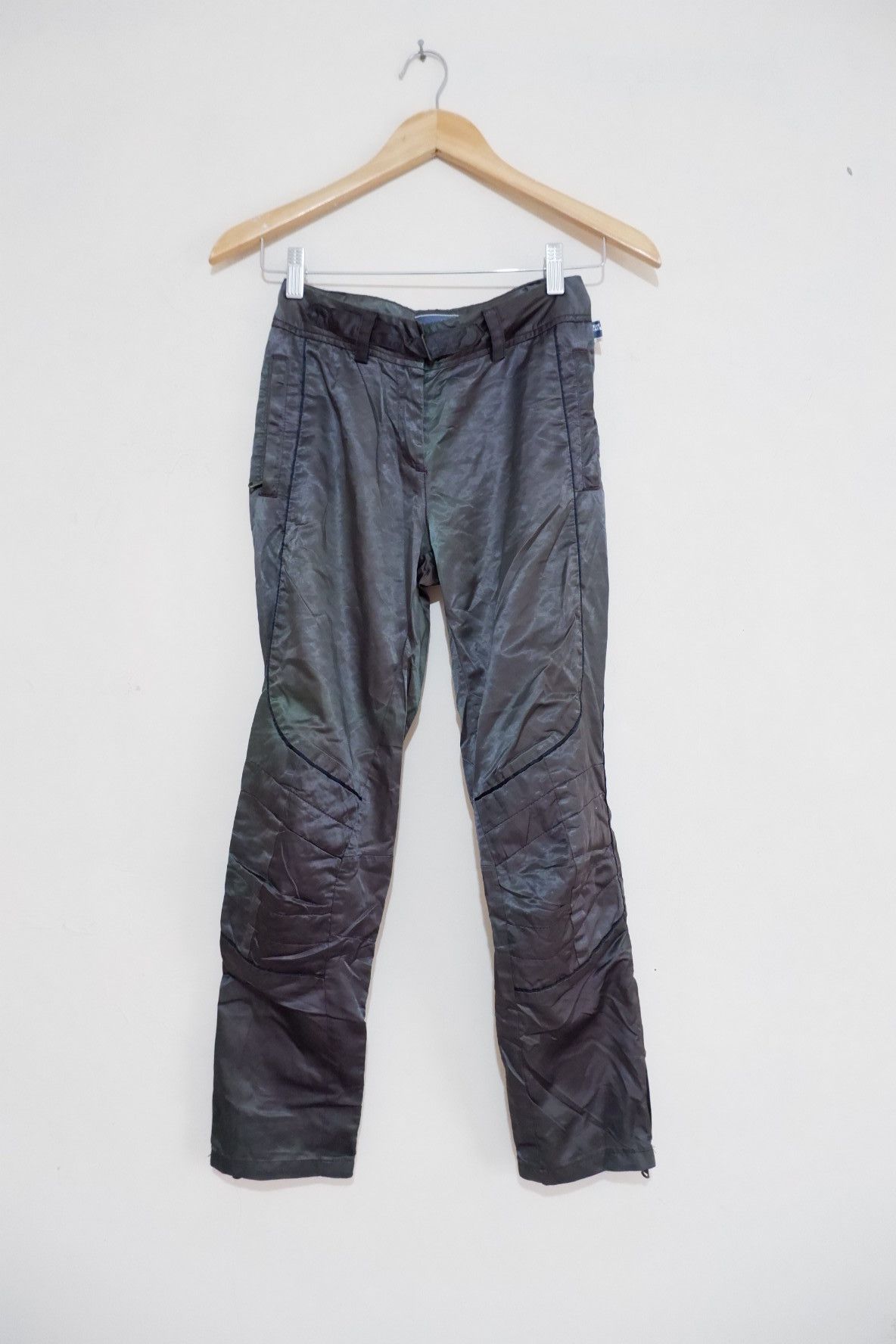 image of Vintage Jean Paul Gaultier Artisanal Biker Nylon Pants in Olive Mix, Women's (Size 26)