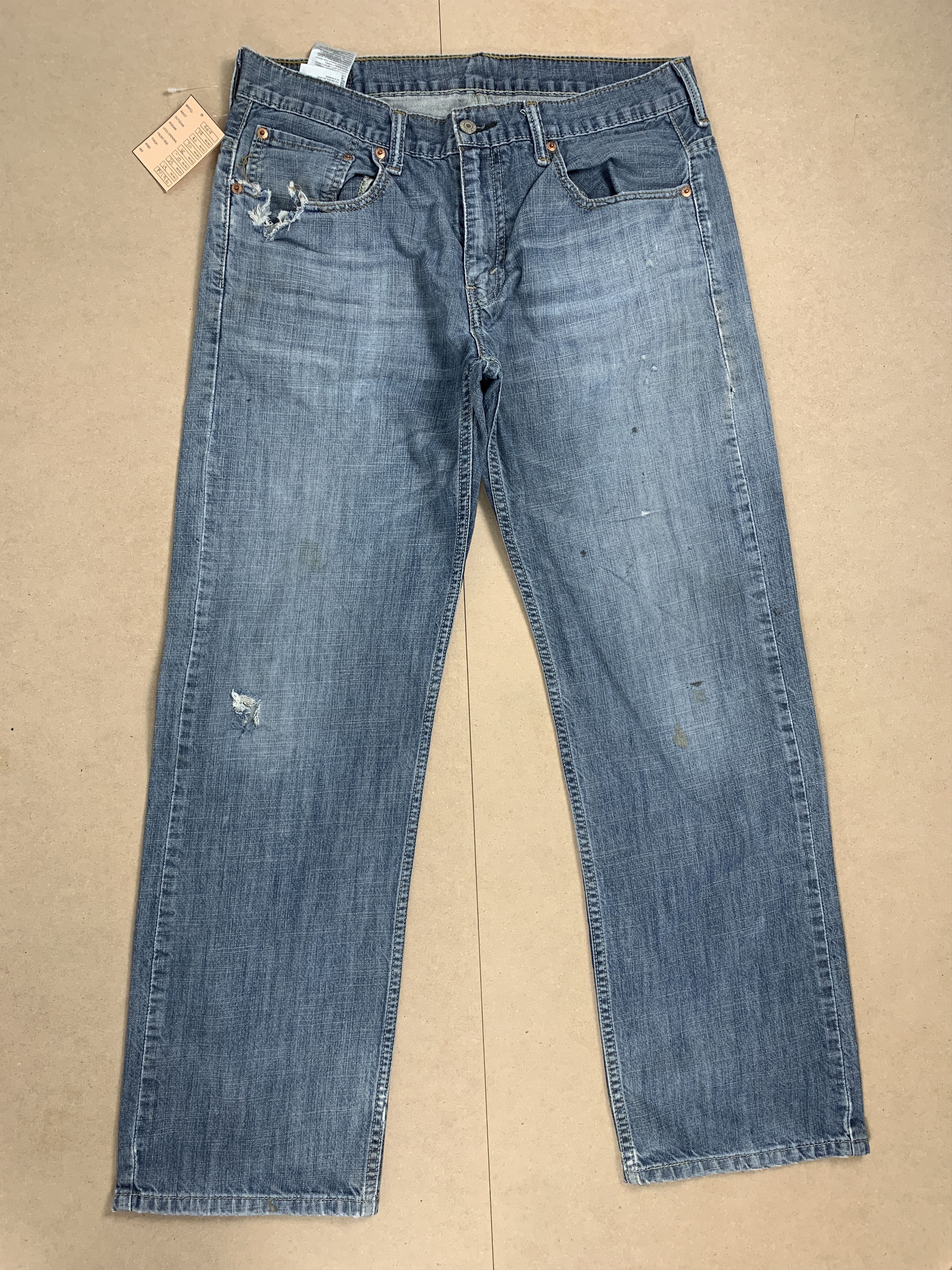 image of Levis x Vintage Levi's 569 Straight Cut Faded Mid Wash Jeans in Blue Denim, Men's (Size 34)