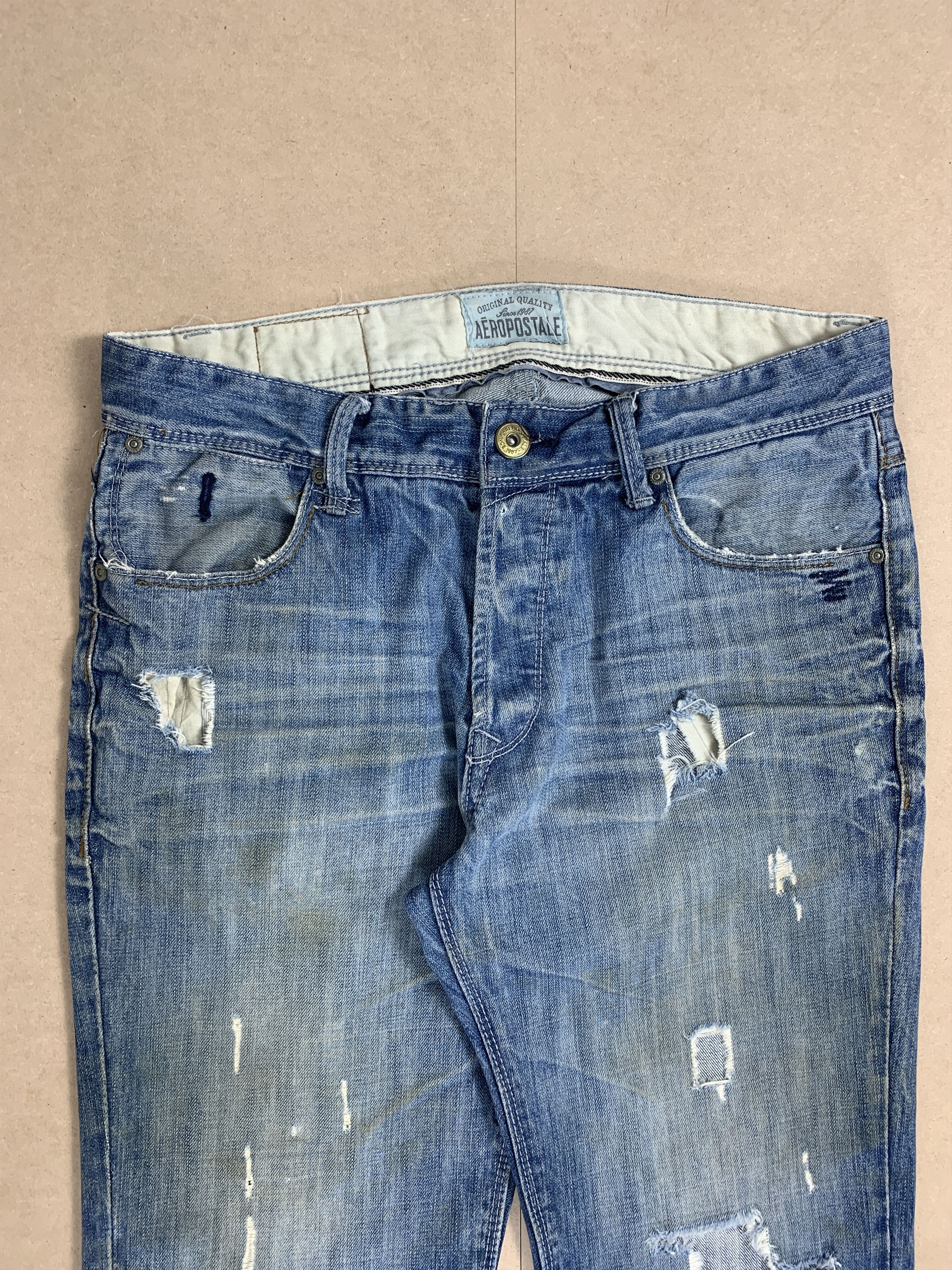 Aeropostale × Vintage Vintage Aeropostale Distressed Bootcut Button Blue Jeans Size US 32 / EU 48 - 2 Thumbnail