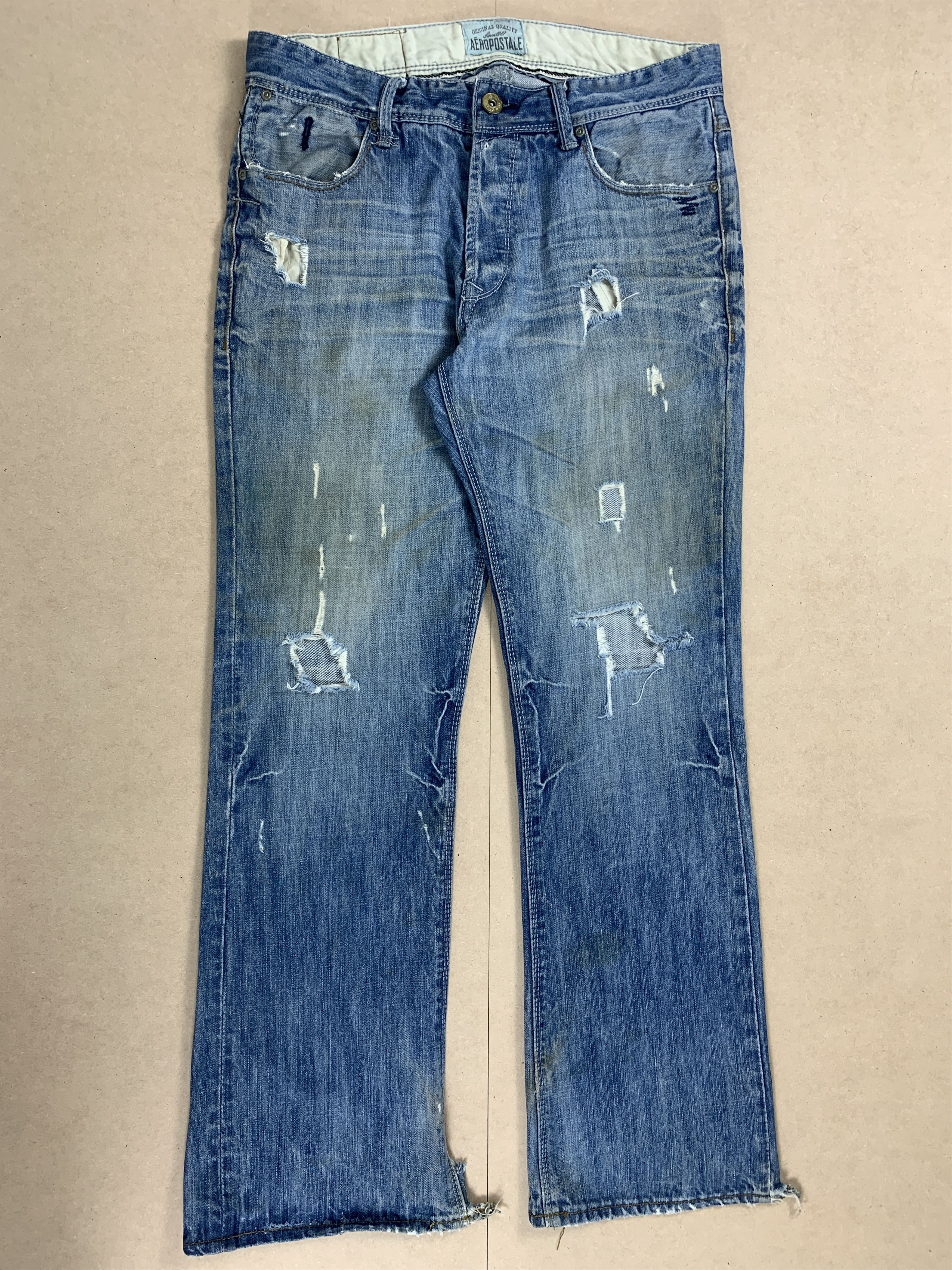 Aeropostale × Vintage Vintage Aeropostale Distressed Bootcut Button Blue Jeans Size US 32 / EU 48 - 1 Thumbnail