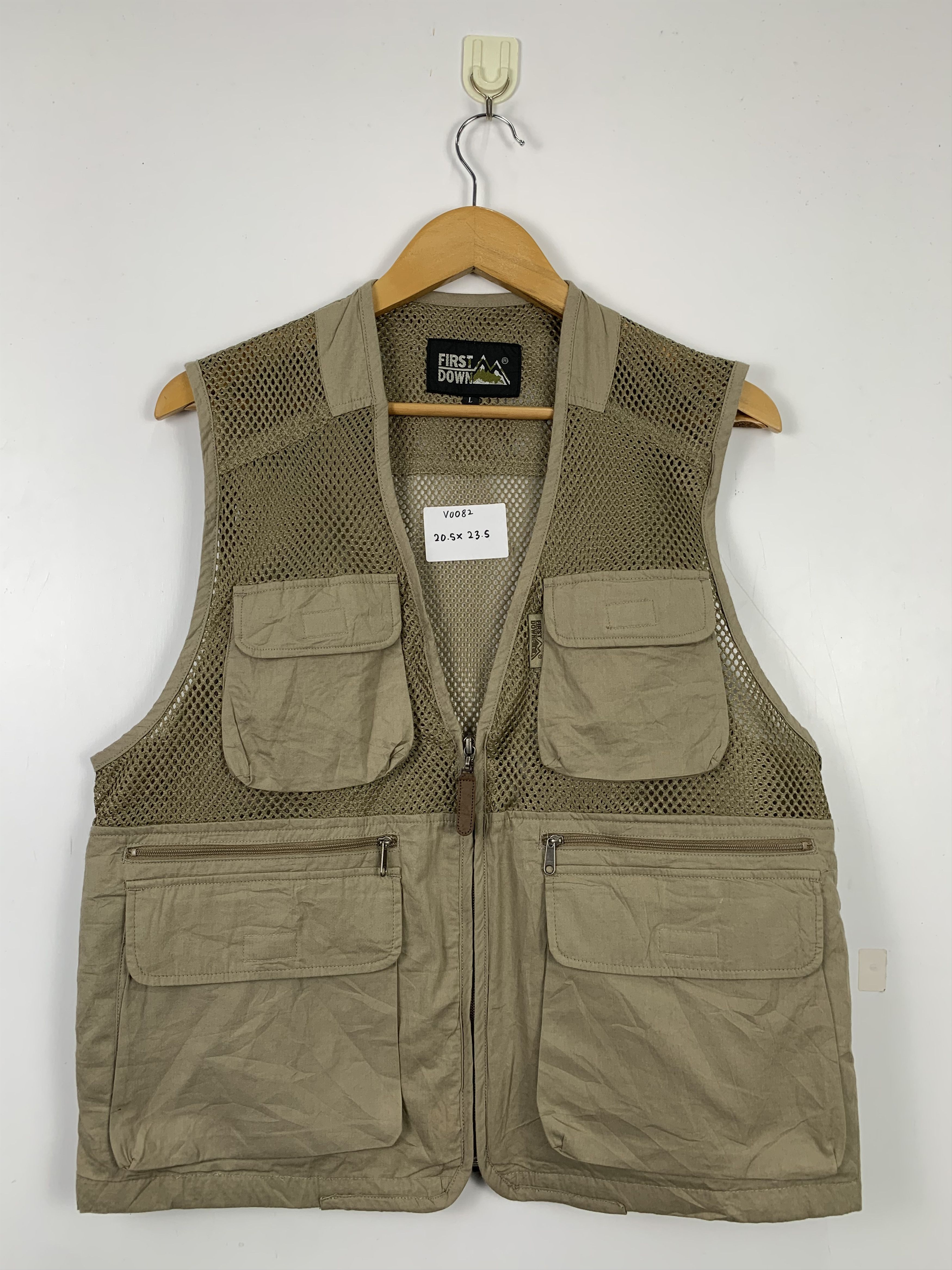 image of Avant Garde x Wild Outdoor Apparel First Down Net Multi Pocket Zip Fishing Vests in Brown (Size Sma