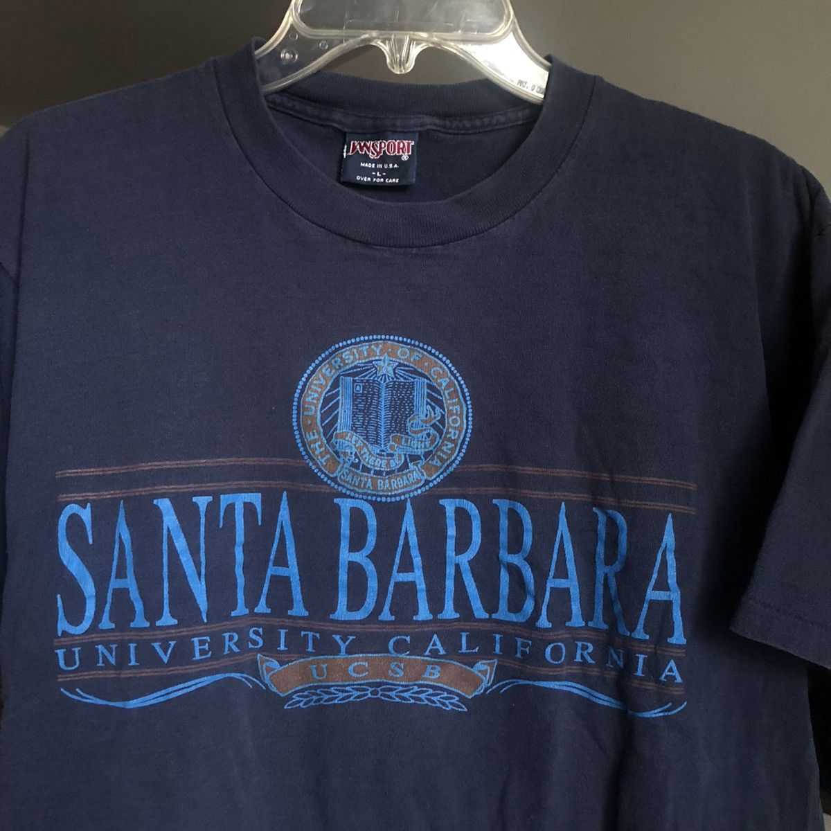 Jansport Vintage 1990s Santa Barbra California University Logo TShirt Size US L / EU 52-54 / 3 - 1 Thumbnail