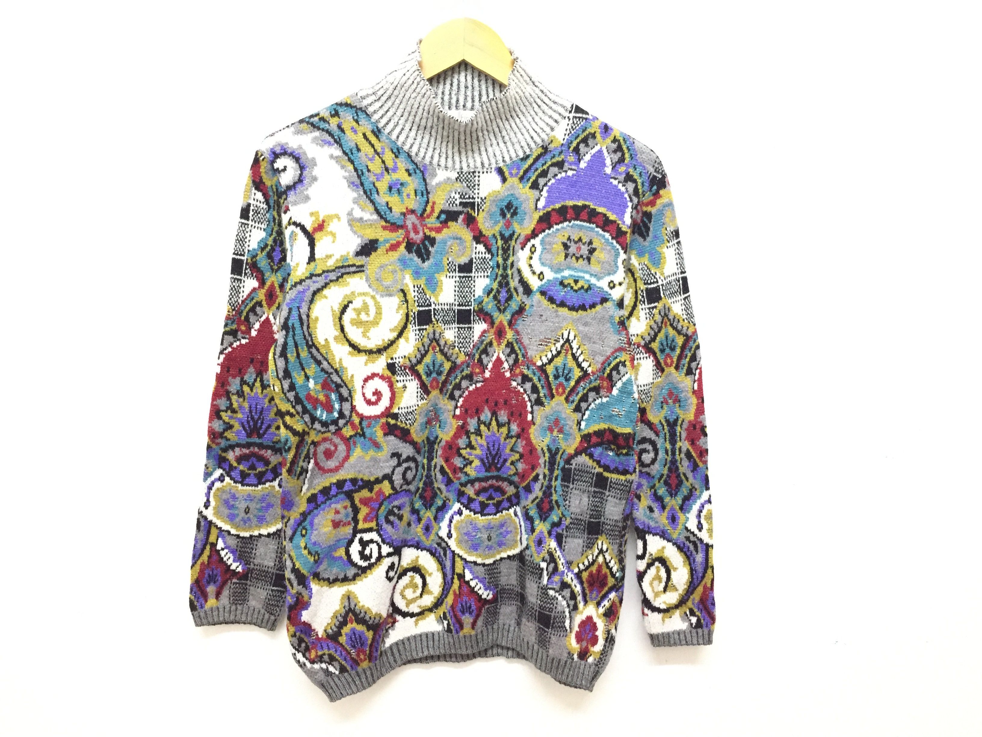 Yoshiyuki Konishi FICCE intarsia Florall Abstract wool knitwear Size S / US 4 / IT 40 - 2 Thumbnail