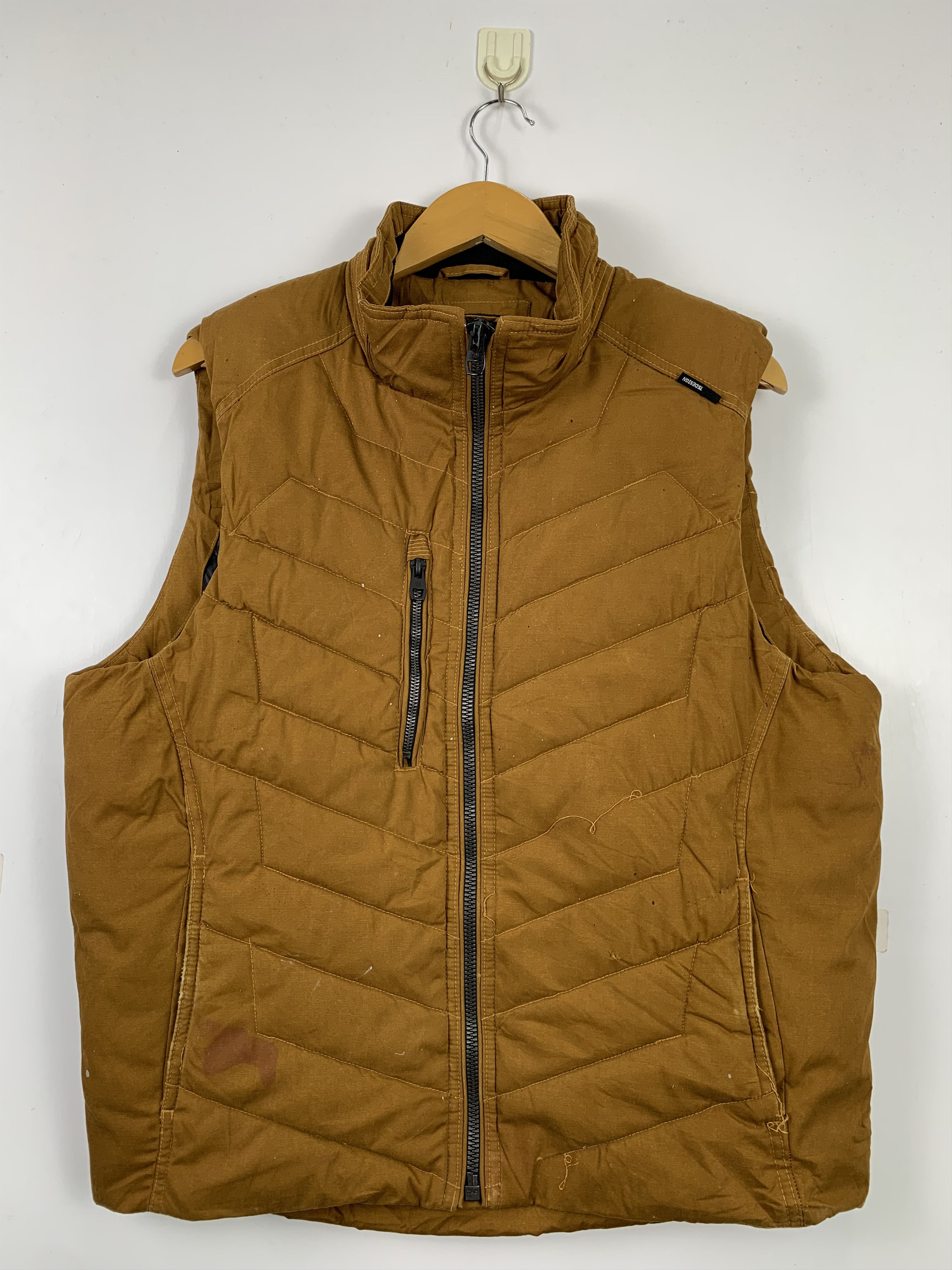 image of Ts S x Vintage Ts Design Cotton Puffer Zip Up Vests in Brown/Orange, Men's (Size Medium)