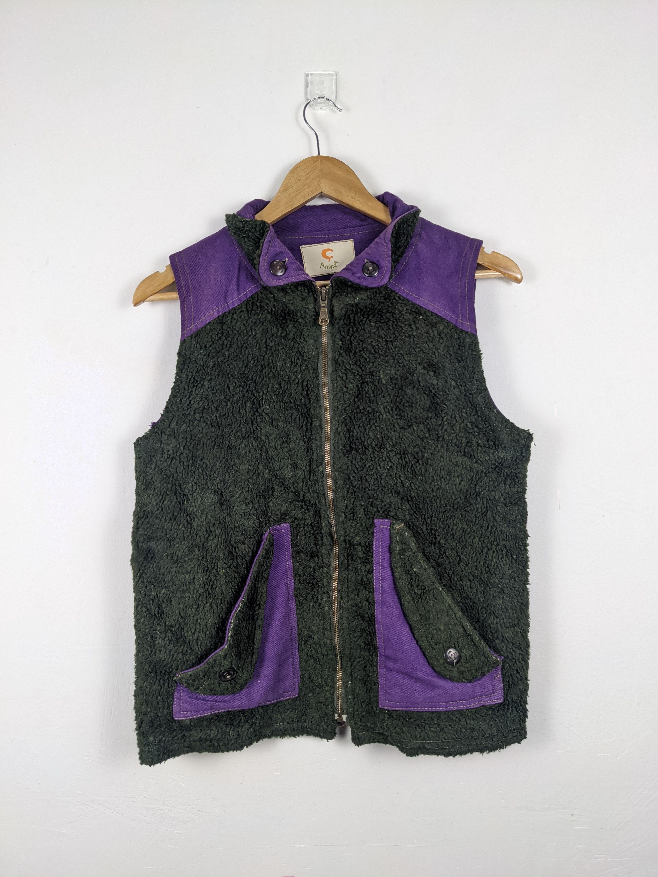 Japanese Brand Vintage 90s Fleece with Patterned Lined Vest Size US S / EU 44-46 / 1 - 1 Thumbnail