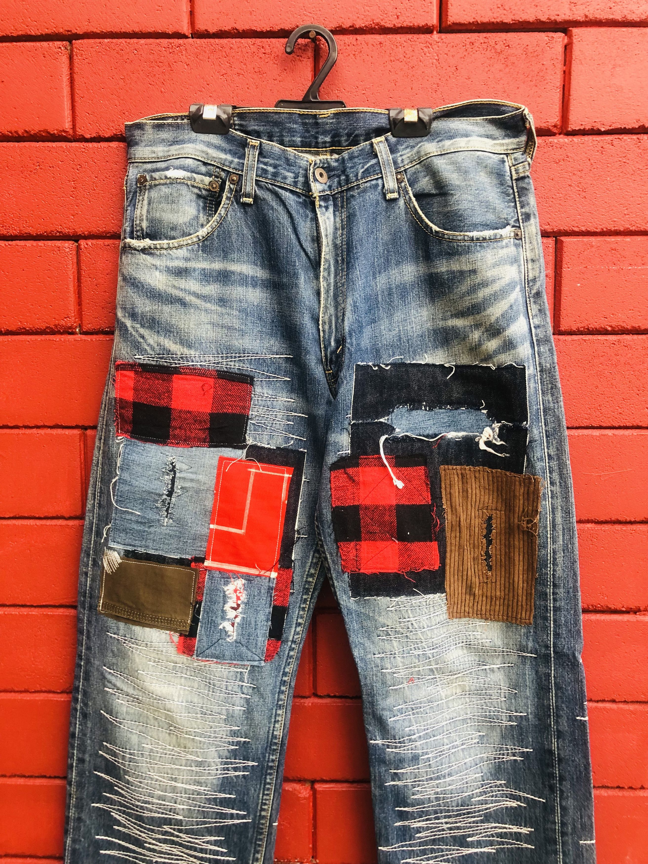 Japanese Brand × Vintage Vintage Levis Distressed Patches Designer Fashion Style Size US 32 / EU 48 - 4 Thumbnail