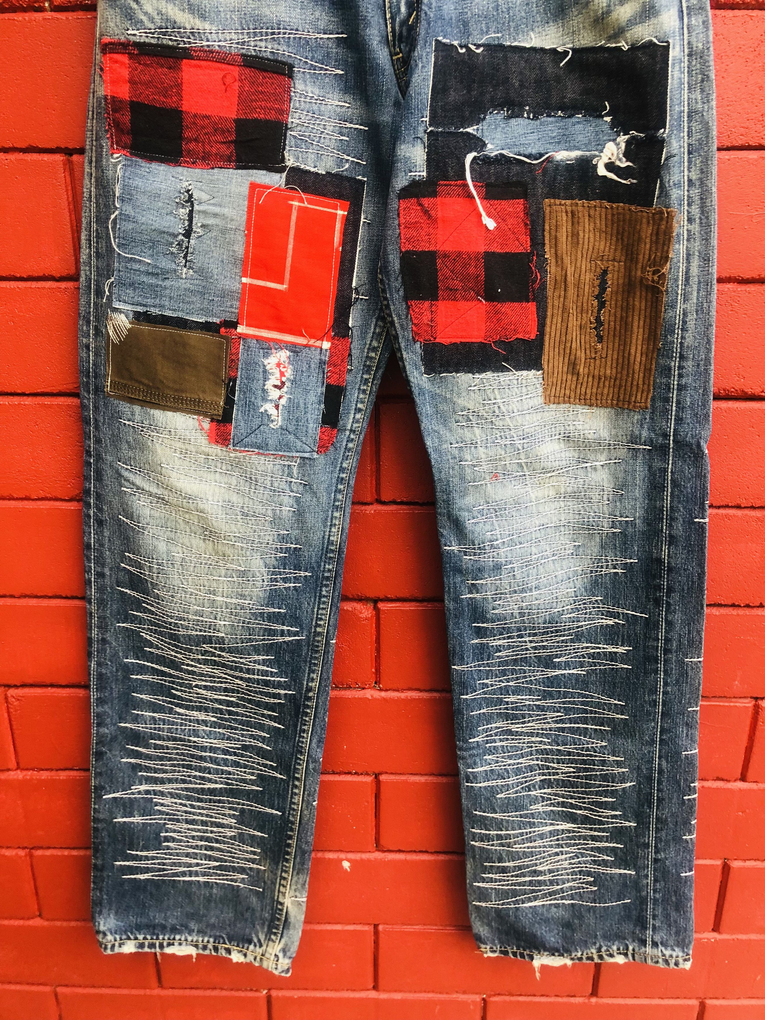 Japanese Brand × Vintage Vintage Levis Distressed Patches Designer Fashion Style Size US 32 / EU 48 - 3 Thumbnail