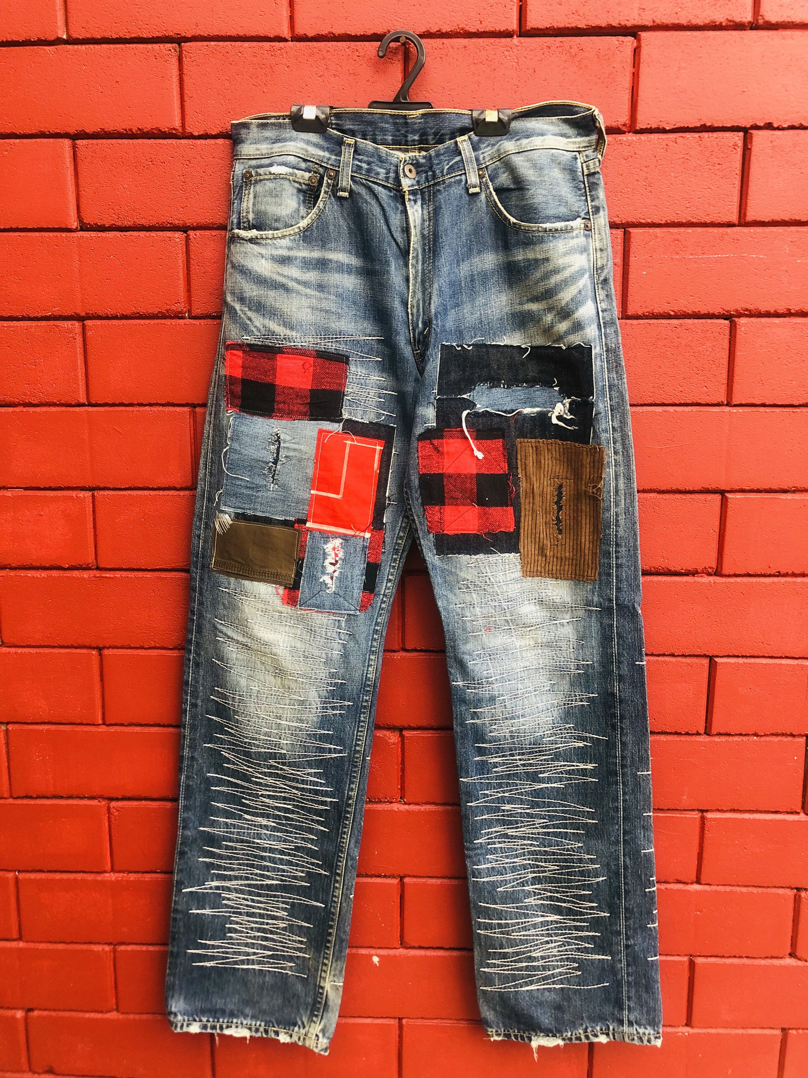 Japanese Brand × Vintage Vintage Levis Distressed Patches Designer Fashion Style Size US 32 / EU 48 - 1 Thumbnail