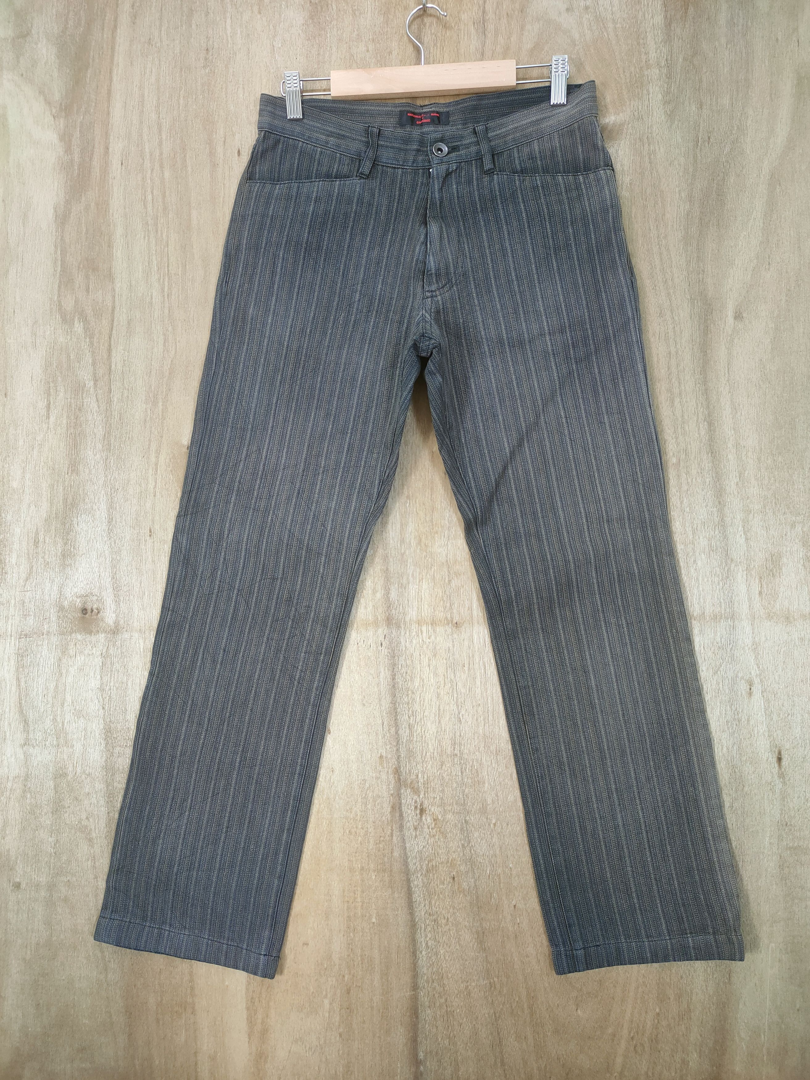 image of Vintage Hickory Stripe Faded Brown Pants, Men's (Size 28)