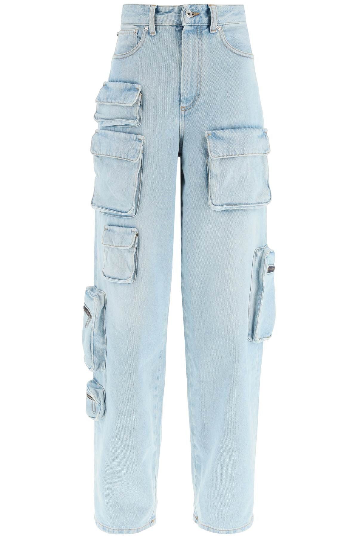 image of Off White Off-White Multipocket Bleach Cargo Jeans in Blue, Women's (Size 29)