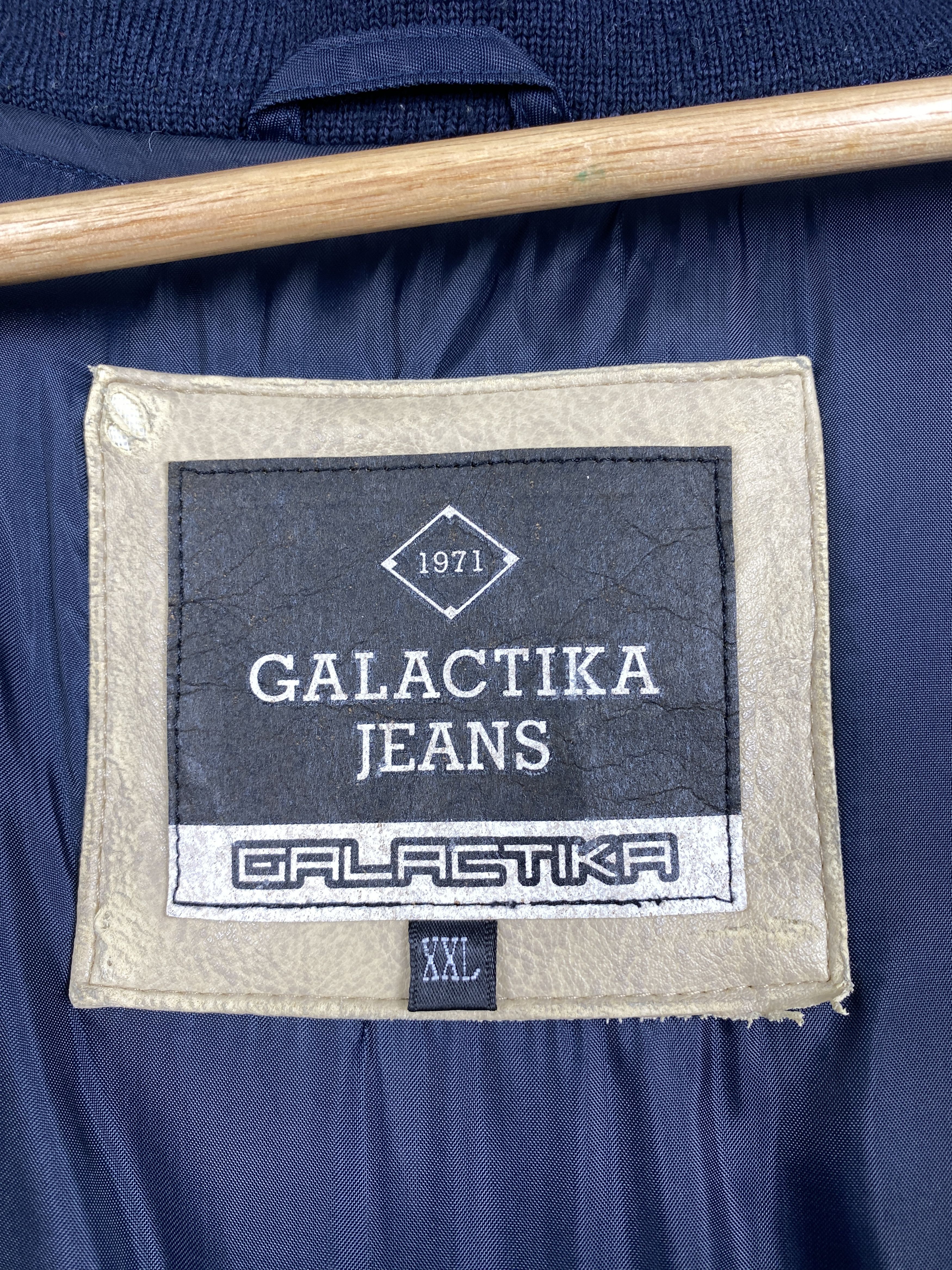 MLB Vintage GALACTIKA JEANS Varsity leather sleeve Jacket J1215 Size US XXL / EU 58 / 5 - 10 Thumbnail