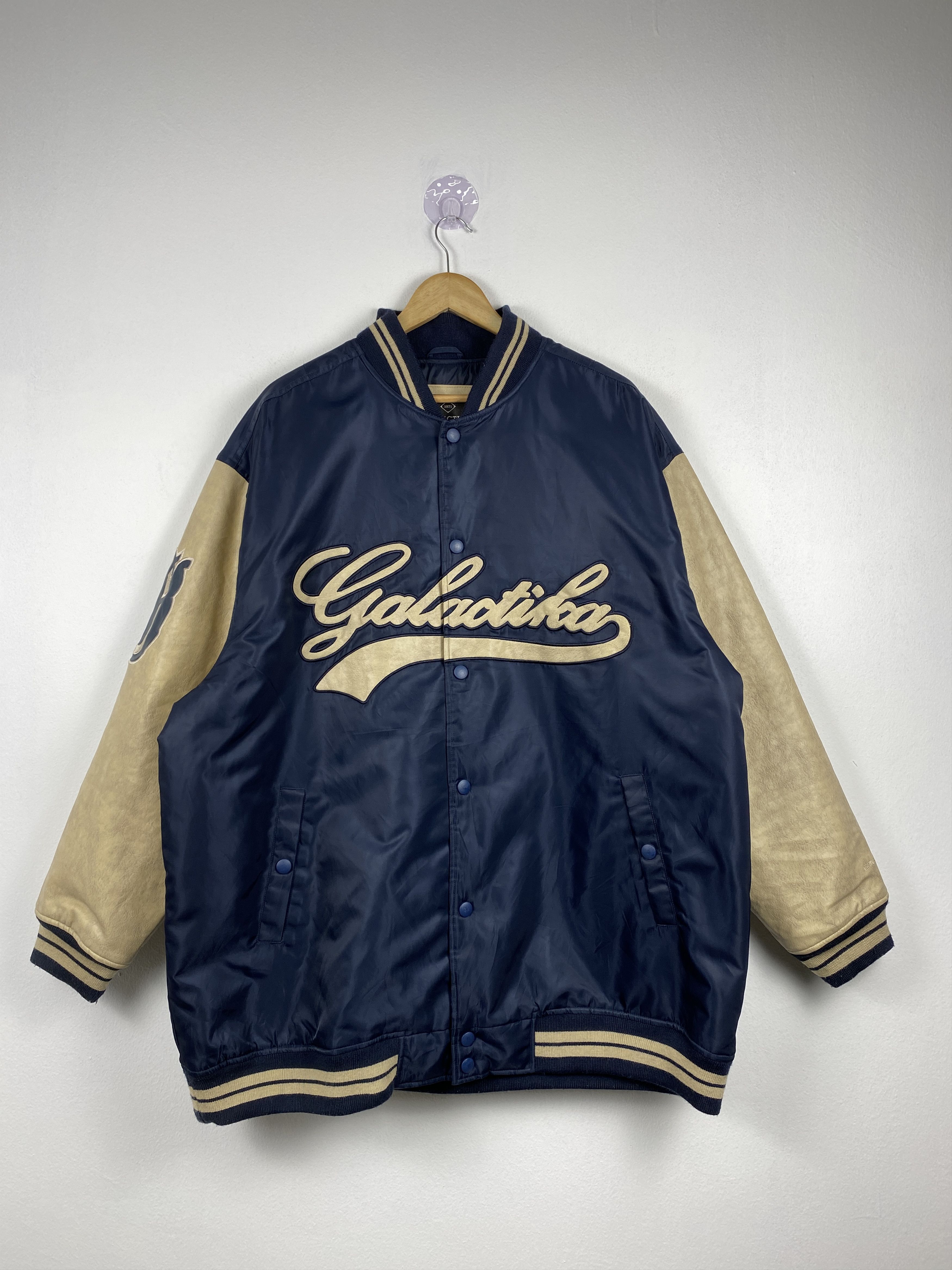 MLB Vintage GALACTIKA JEANS Varsity leather sleeve Jacket J1215 Size US XXL / EU 58 / 5 - 1 Thumbnail