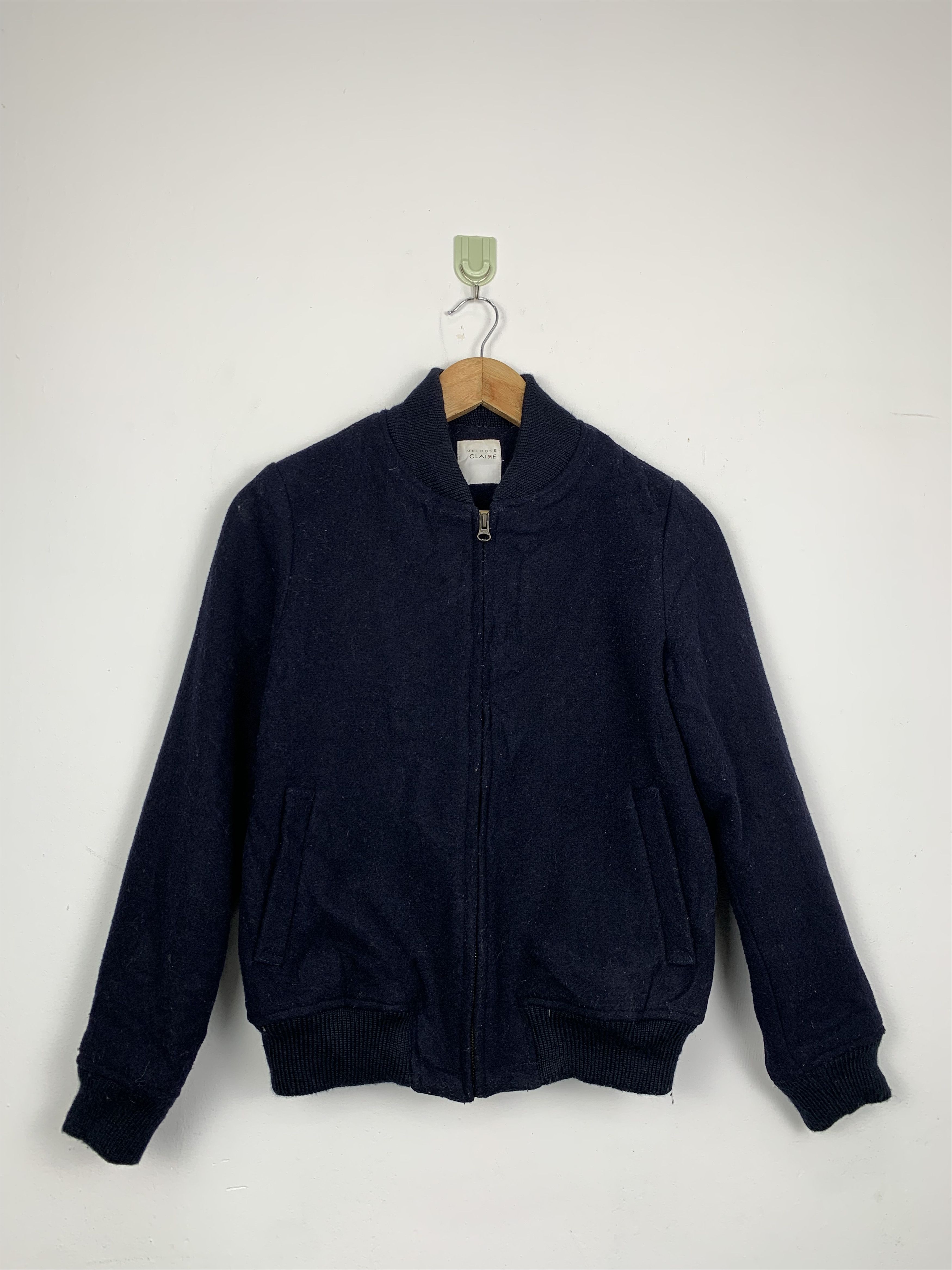 image of Melrose Claire Fleece Zip Up Bombers Jacket in Blue, Women's (Size Small)
