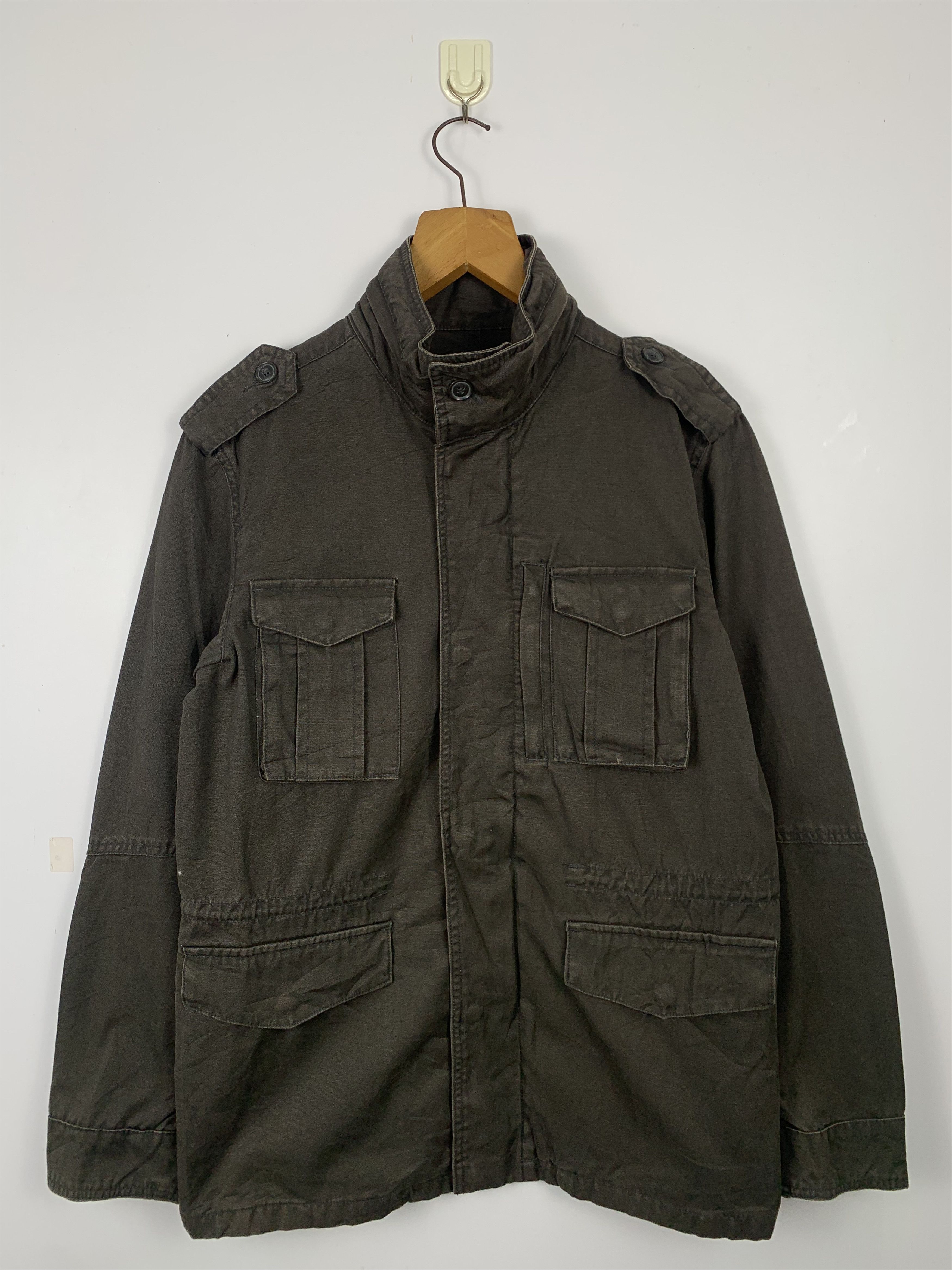 image of Vintage Rugged Military Multi Pocket Jacket in Brown, Men's (Size Small)