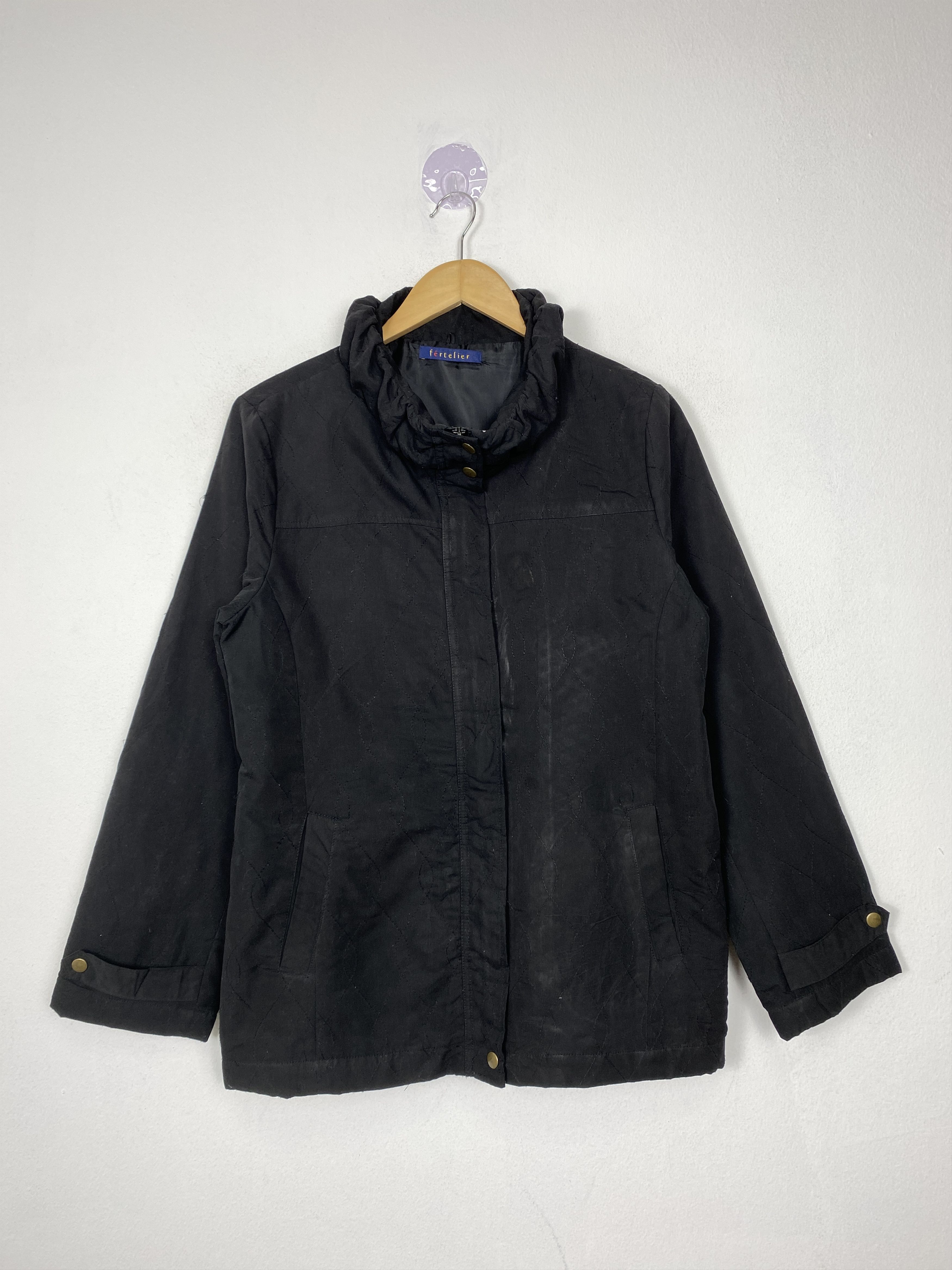 image of Vintage Quilted Black Jackets, Men's (Size Small)