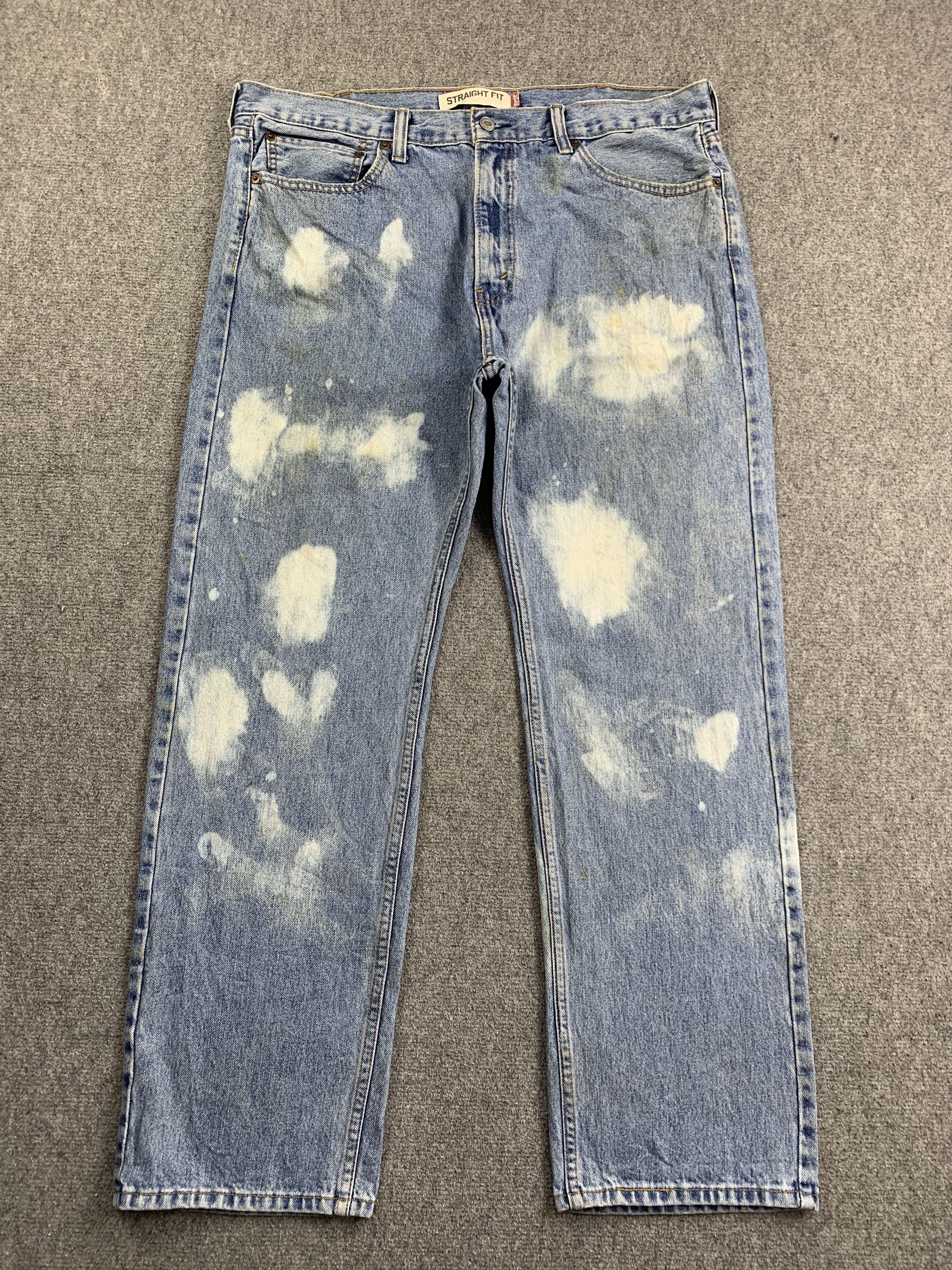 image of Levis 505 Faded Blue Jeans in Blue Denim, Men's (Size 38)