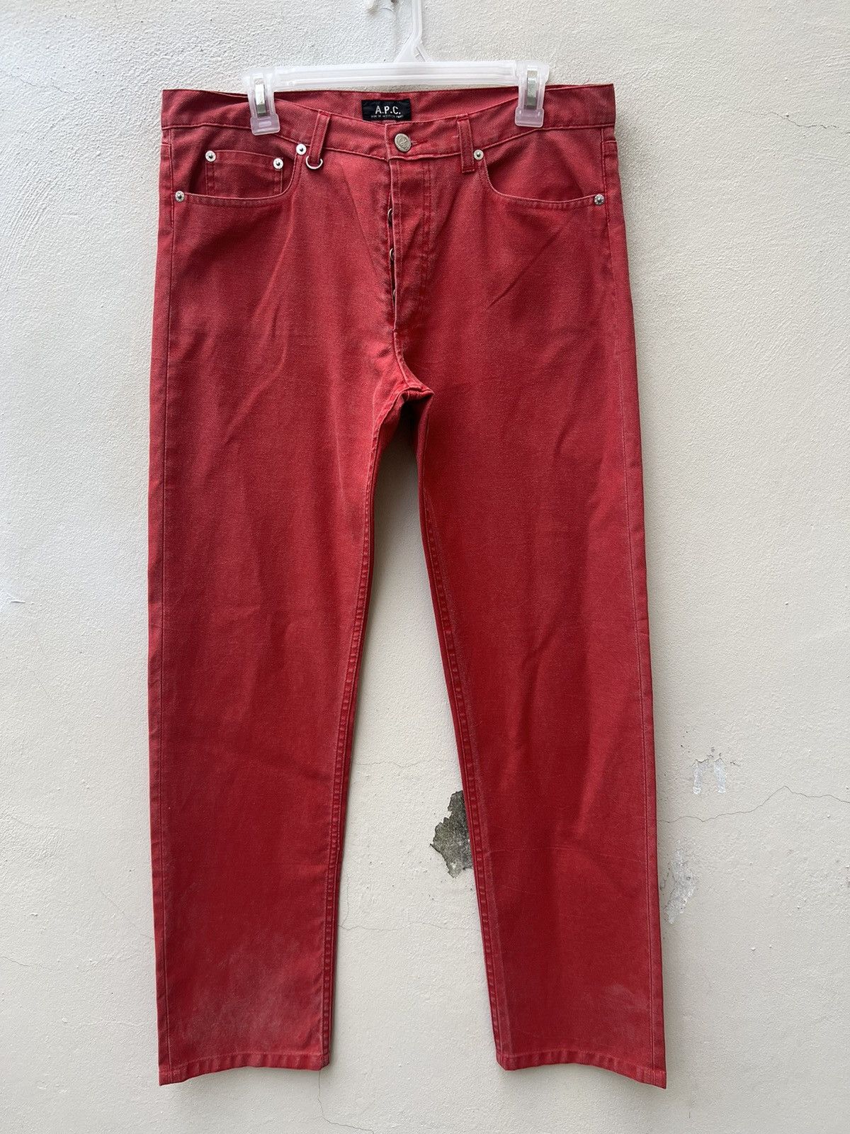 A.P.C. Vintage 2004 A.P.C. Faded Red Jeans Size US 33 - 6 Thumbnail