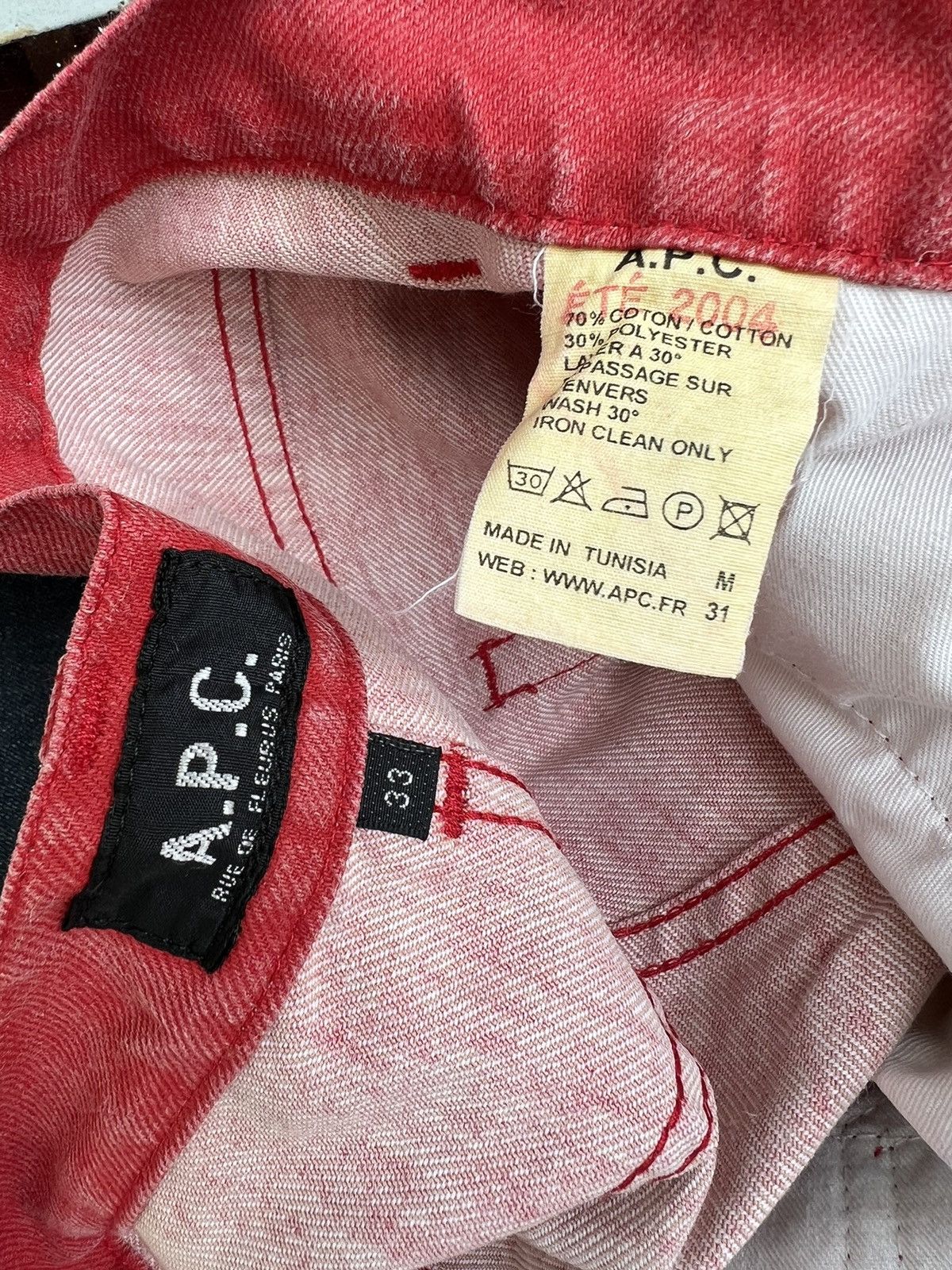 A.P.C. Vintage 2004 A.P.C. Faded Red Jeans Size US 33 - 20 Thumbnail