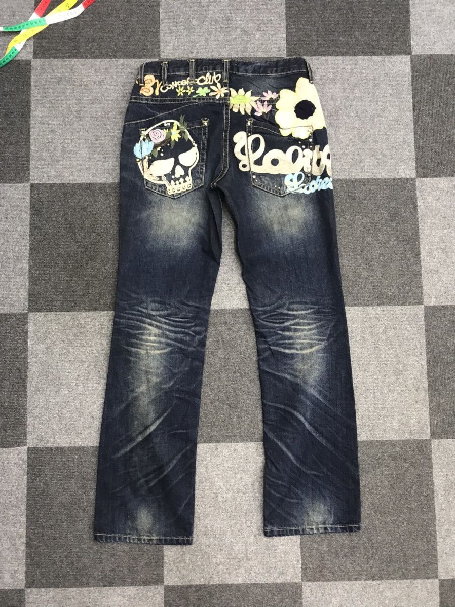 💥ART💥LOLITA Skull Embroidery Series Faded Jeans