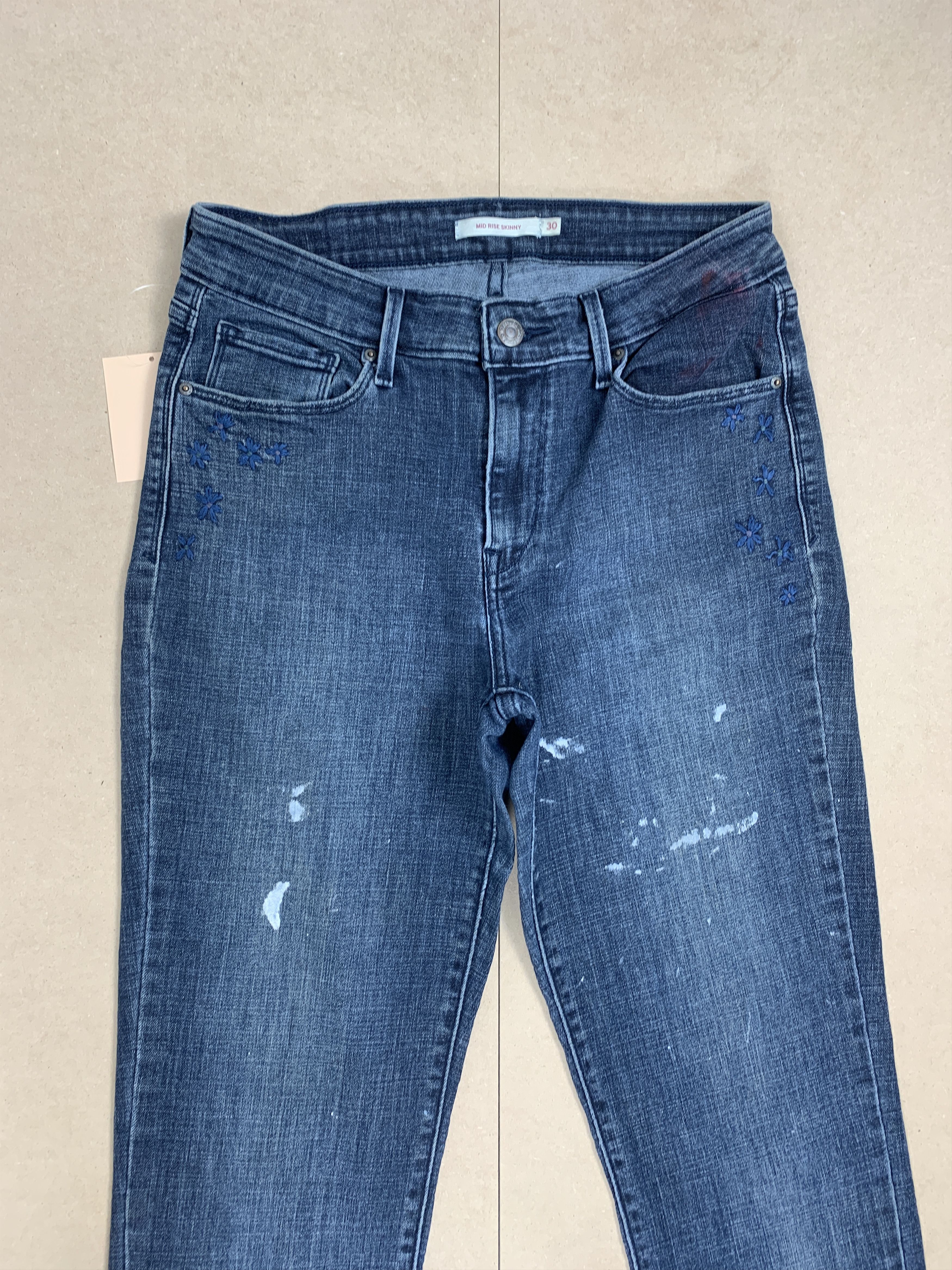 Levi's × Vintage Vintage Levis 575 Painter Mid Skinny Faded Blue Jeans Size US 27 - 2 Thumbnail