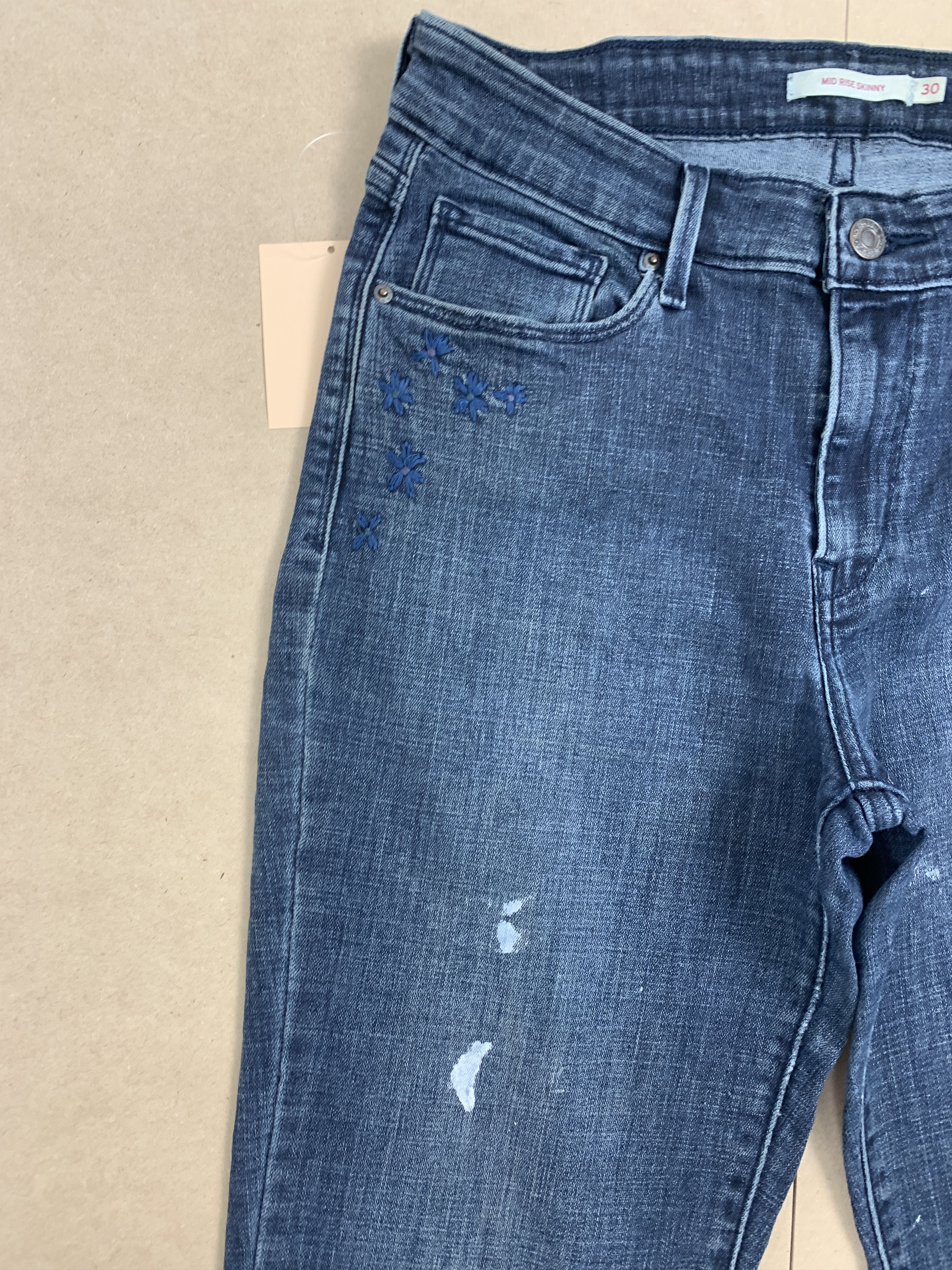 Levi's × Vintage Vintage Levis 575 Painter Mid Skinny Faded Blue Jeans Size US 27 - 6 Thumbnail