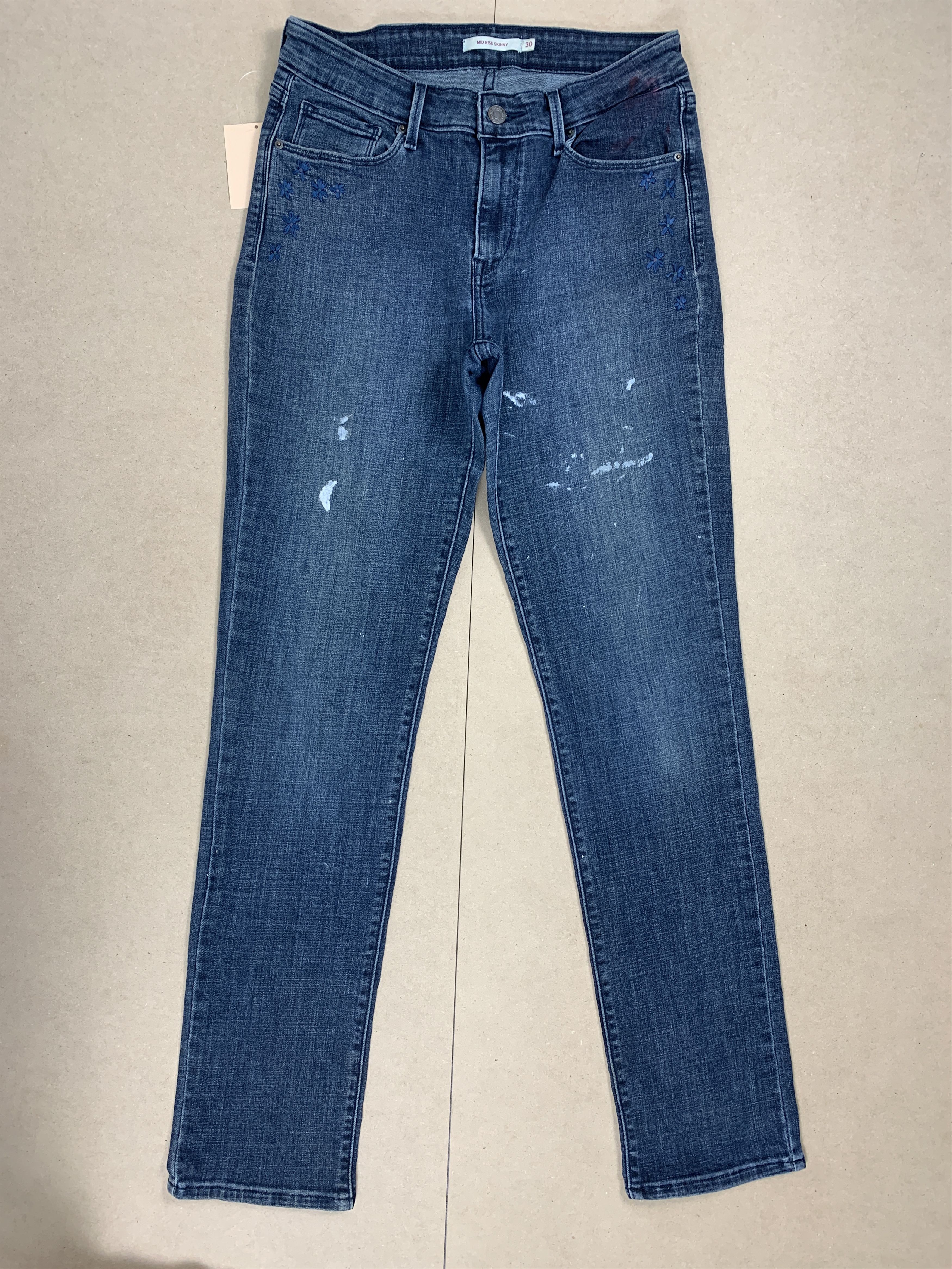 Levi's × Vintage Vintage Levis 575 Painter Mid Skinny Faded Blue Jeans Size US 27 - 1 Thumbnail