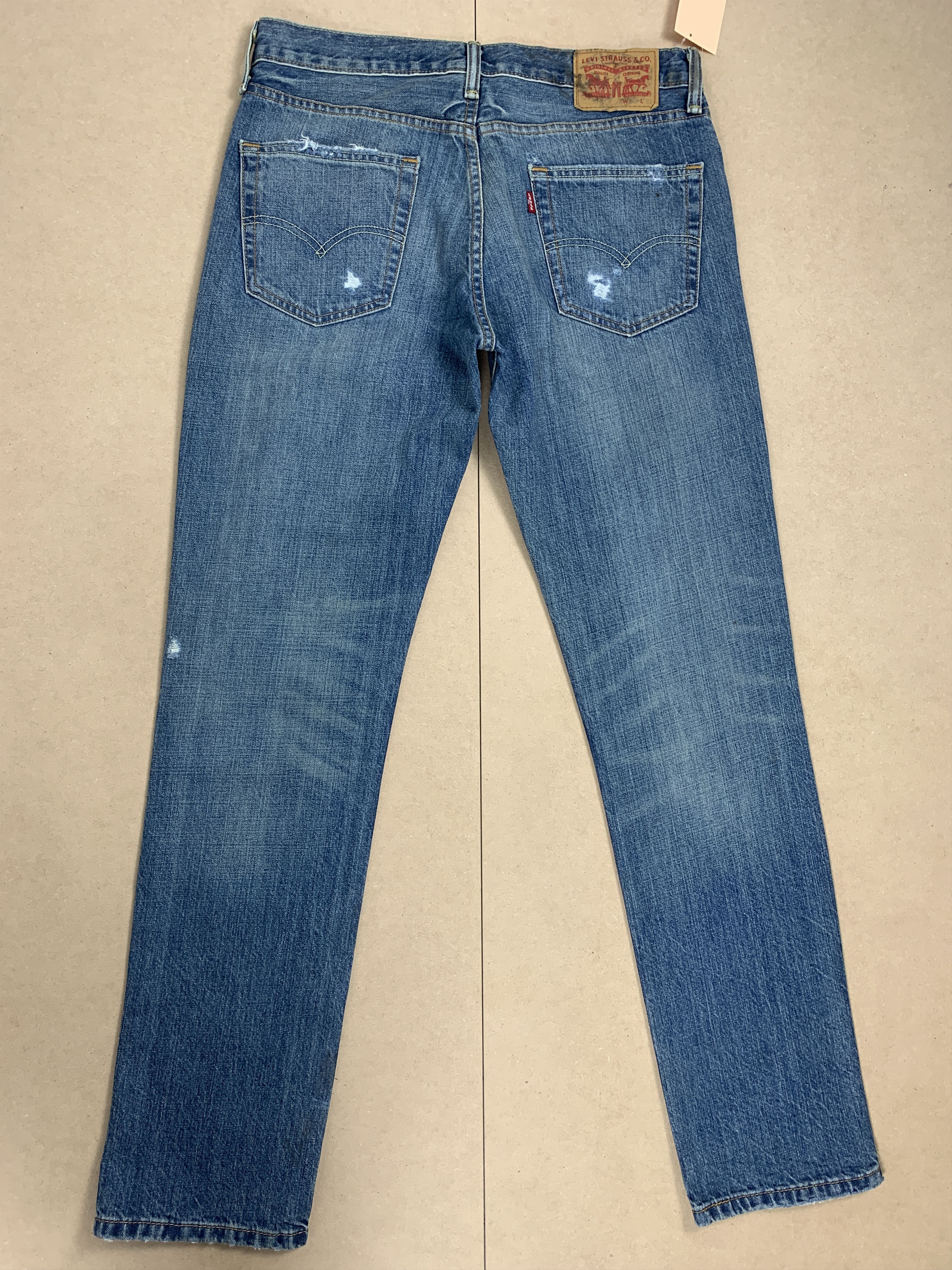 Levi's × Vintage Vintage Levis 511 Straight Cut Distressed Faded Blue Jeans Size US 34 / EU 50 - 6 Thumbnail