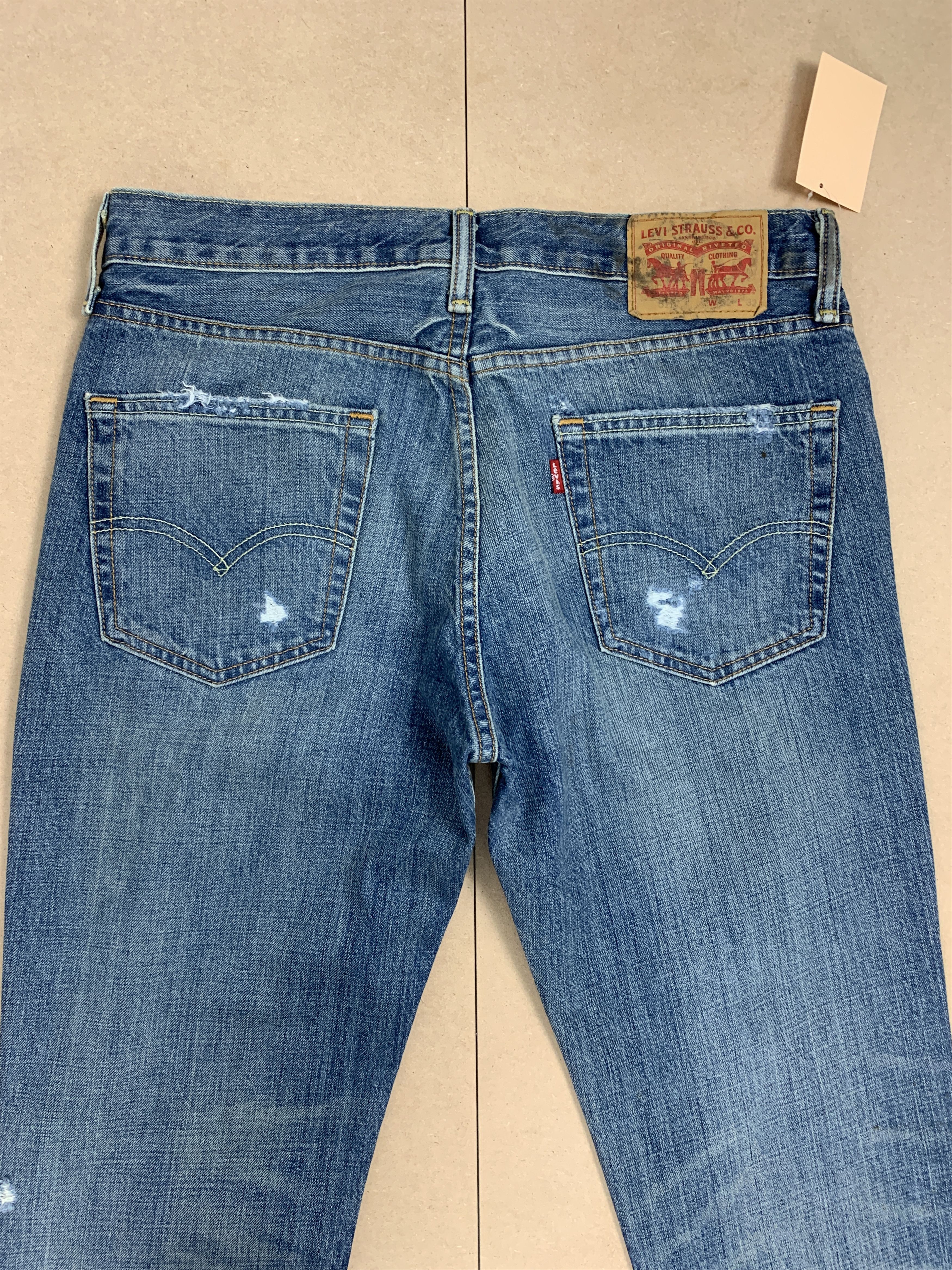 Levi's × Vintage Vintage Levis 511 Straight Cut Distressed Faded Blue Jeans Size US 34 / EU 50 - 7 Thumbnail
