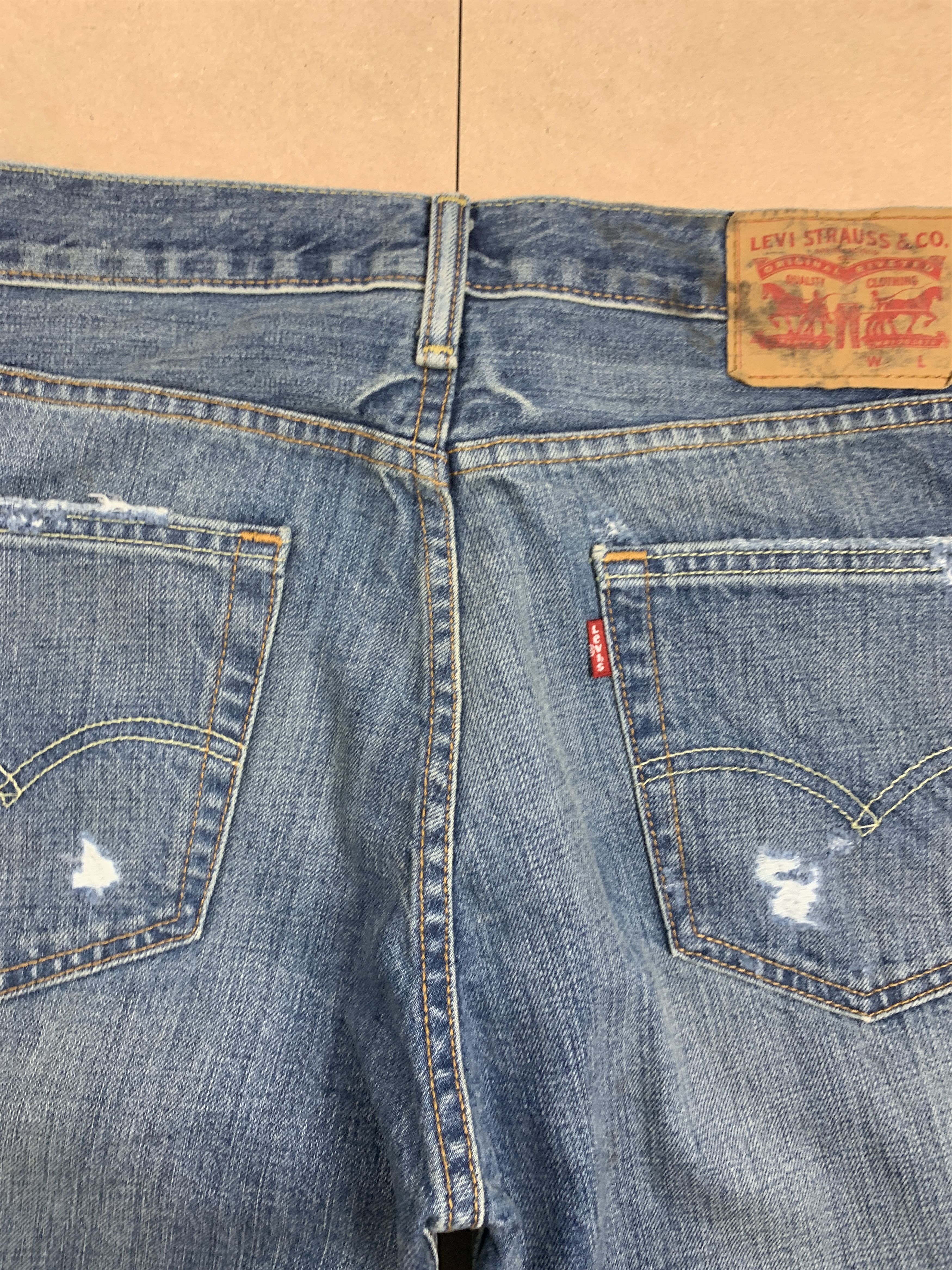 Levi's × Vintage Vintage Levis 511 Straight Cut Distressed Faded Blue Jeans Size US 34 / EU 50 - 10 Thumbnail
