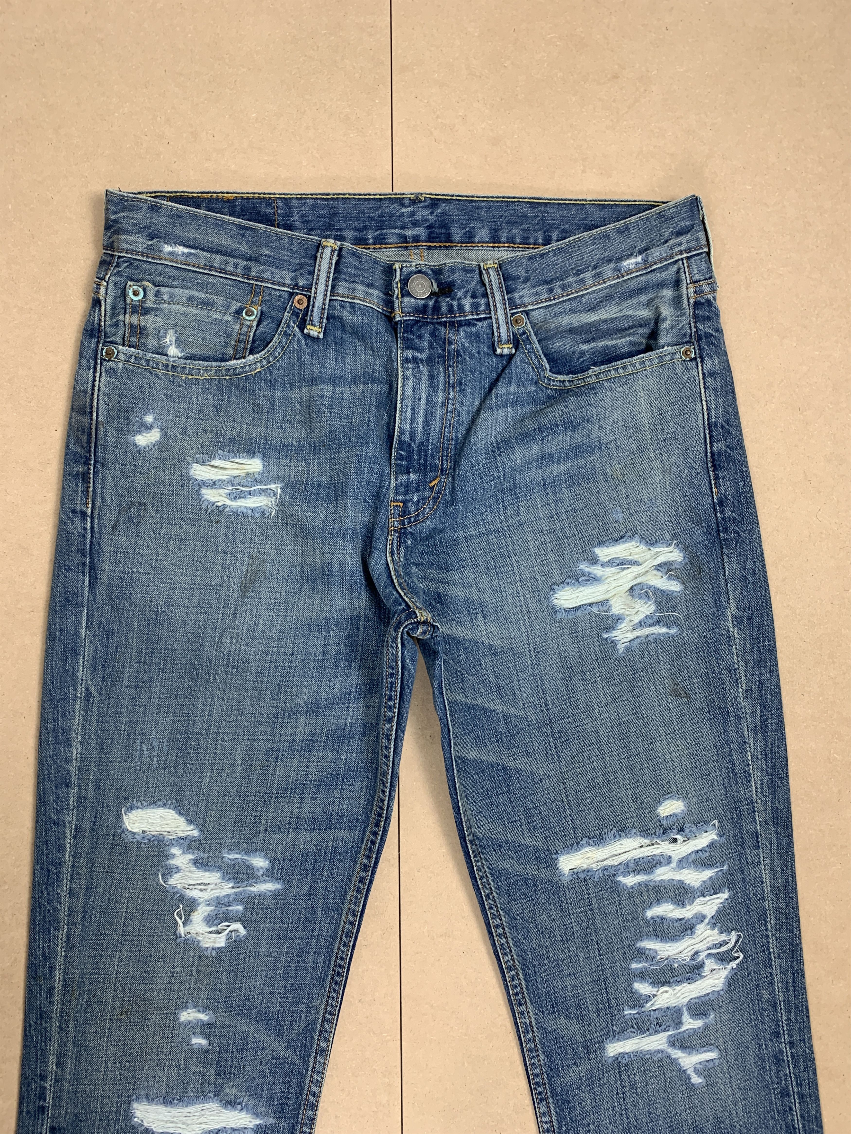 Levi's × Vintage Vintage Levis 511 Straight Cut Distressed Faded Blue Jeans Size US 34 / EU 50 - 2 Thumbnail