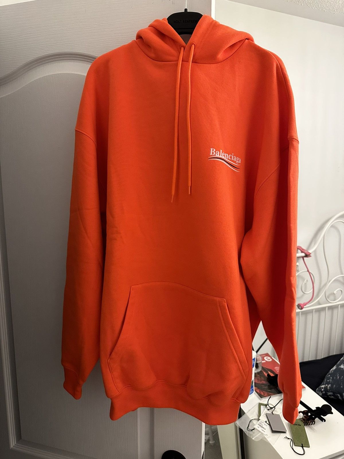 Image of Balenciaga Campaign Logo Hoodie in Orange, Men's (Size Small)