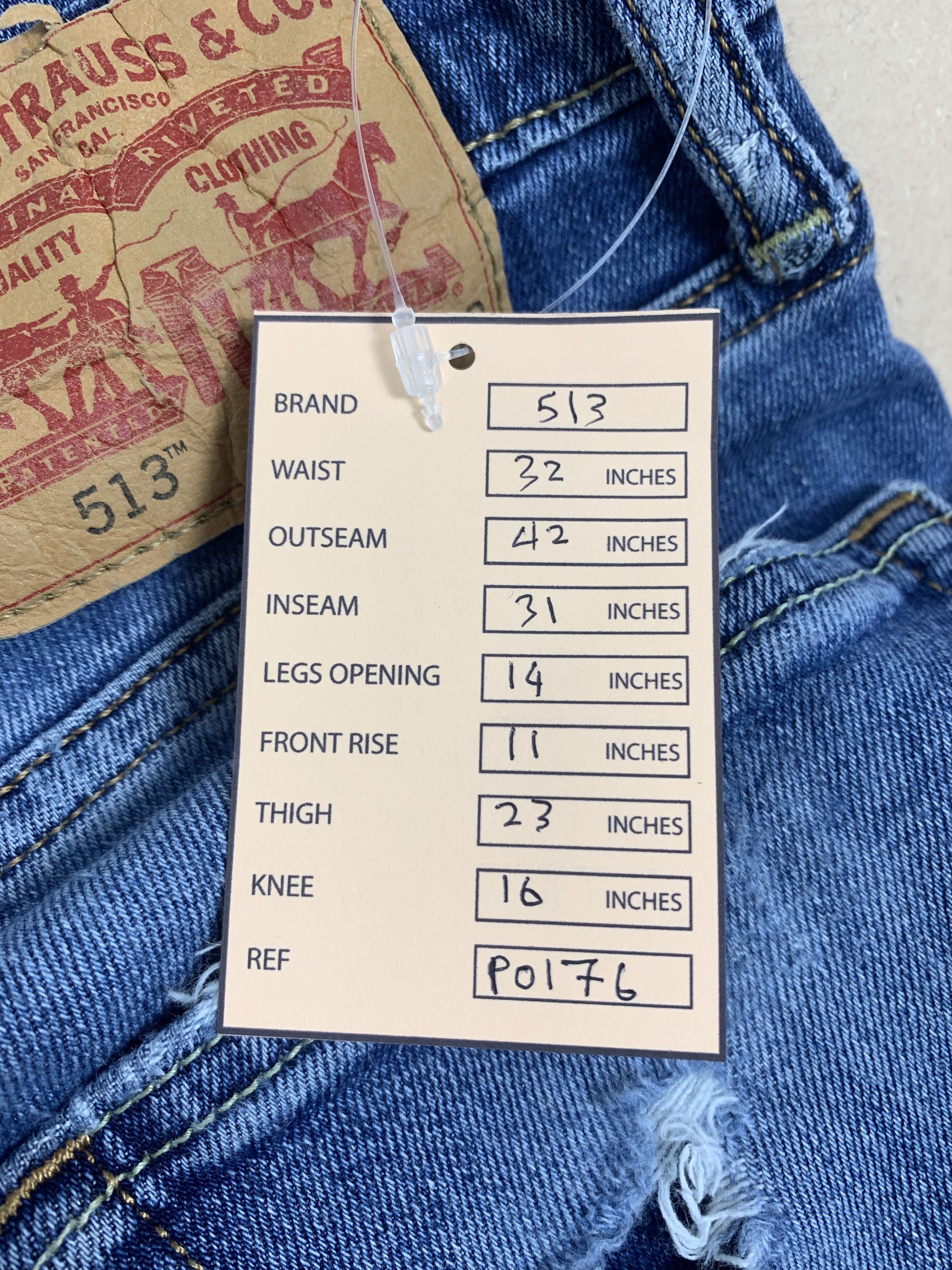 Levi's × Vintage Vintage Levis 513 Straight Cut Distressed Jeans P0176 Size US 32 / EU 48 - 22 Thumbnail
