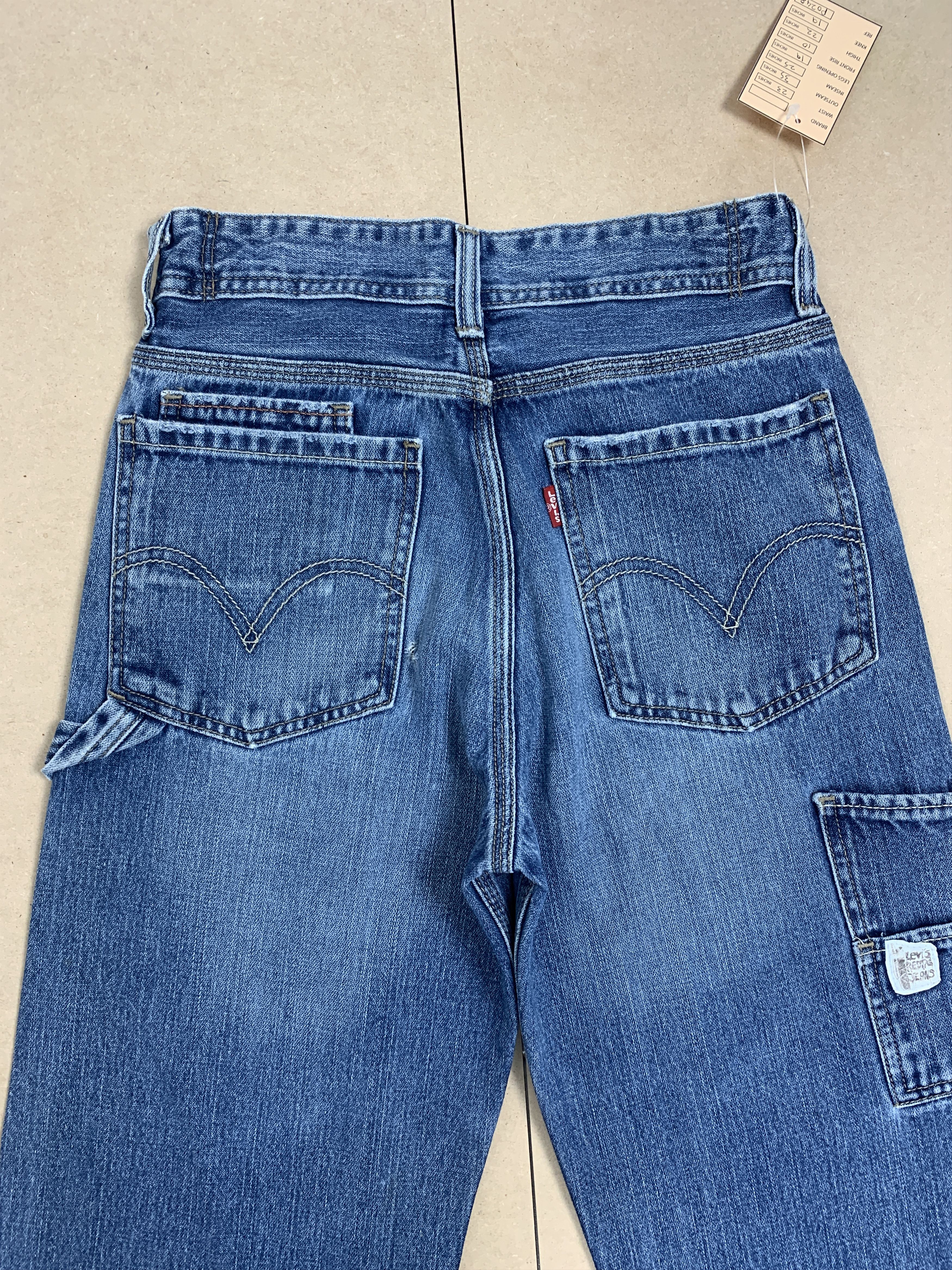 Levi's × Vintage Vintage LEVI'S CARPENTER Workwear Faded Mid Wash Jeans Size 23" - 6 Thumbnail