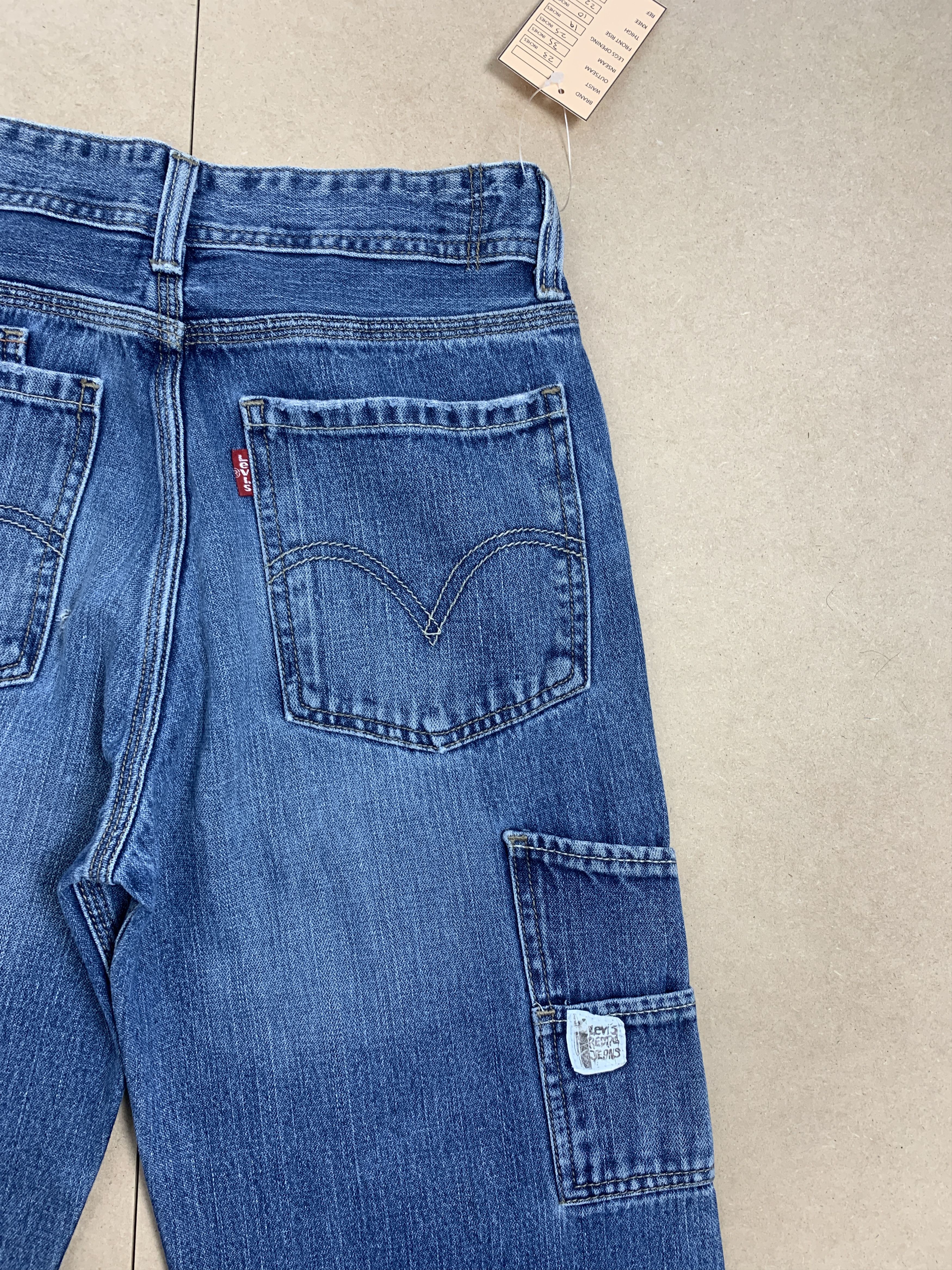 Levi's × Vintage Vintage LEVI'S CARPENTER Workwear Faded Mid Wash Jeans Size 23" - 7 Thumbnail