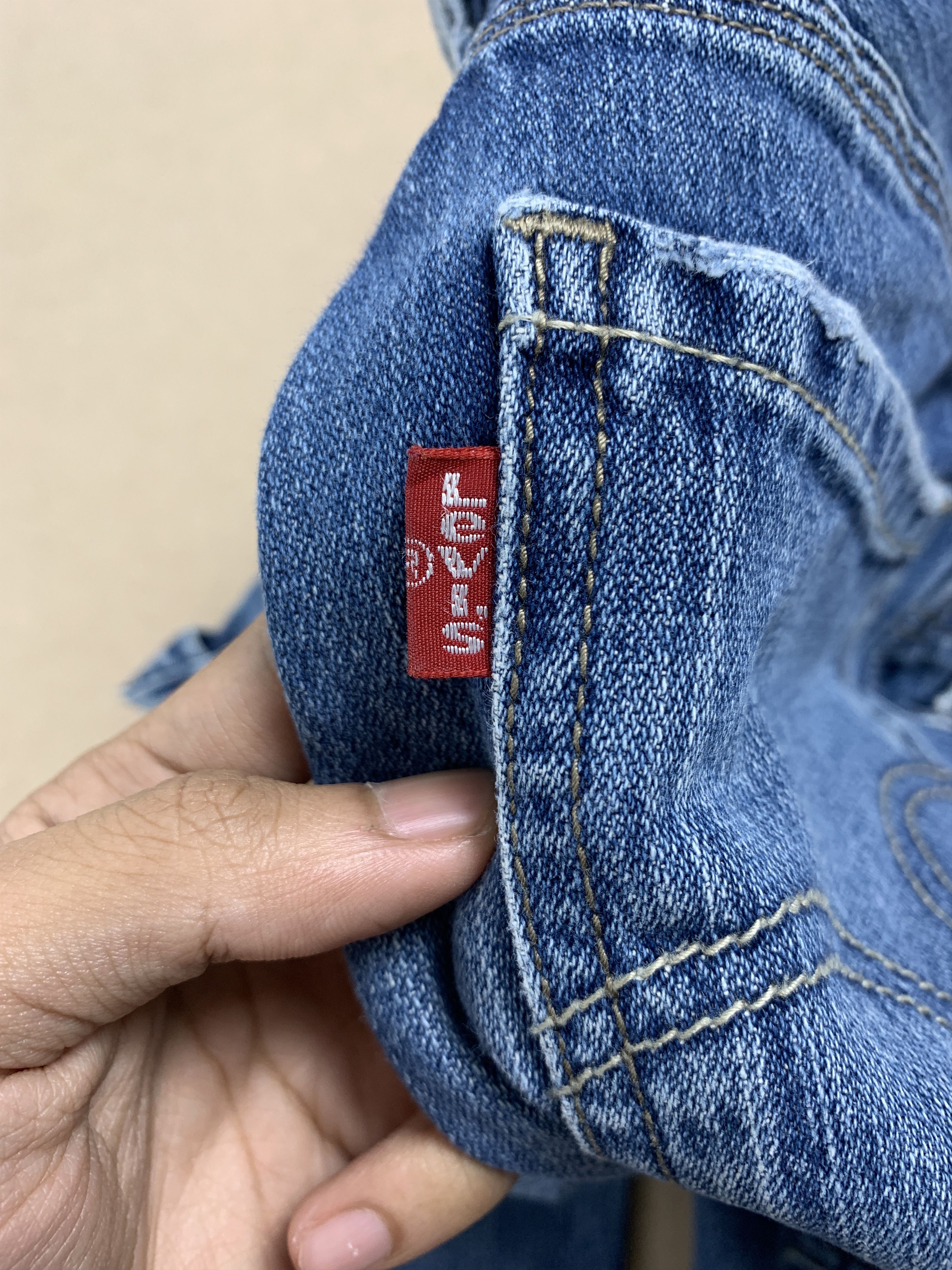 Levi's × Vintage Vintage LEVI'S CARPENTER Workwear Faded Mid Wash Jeans Size 23" - 10 Thumbnail