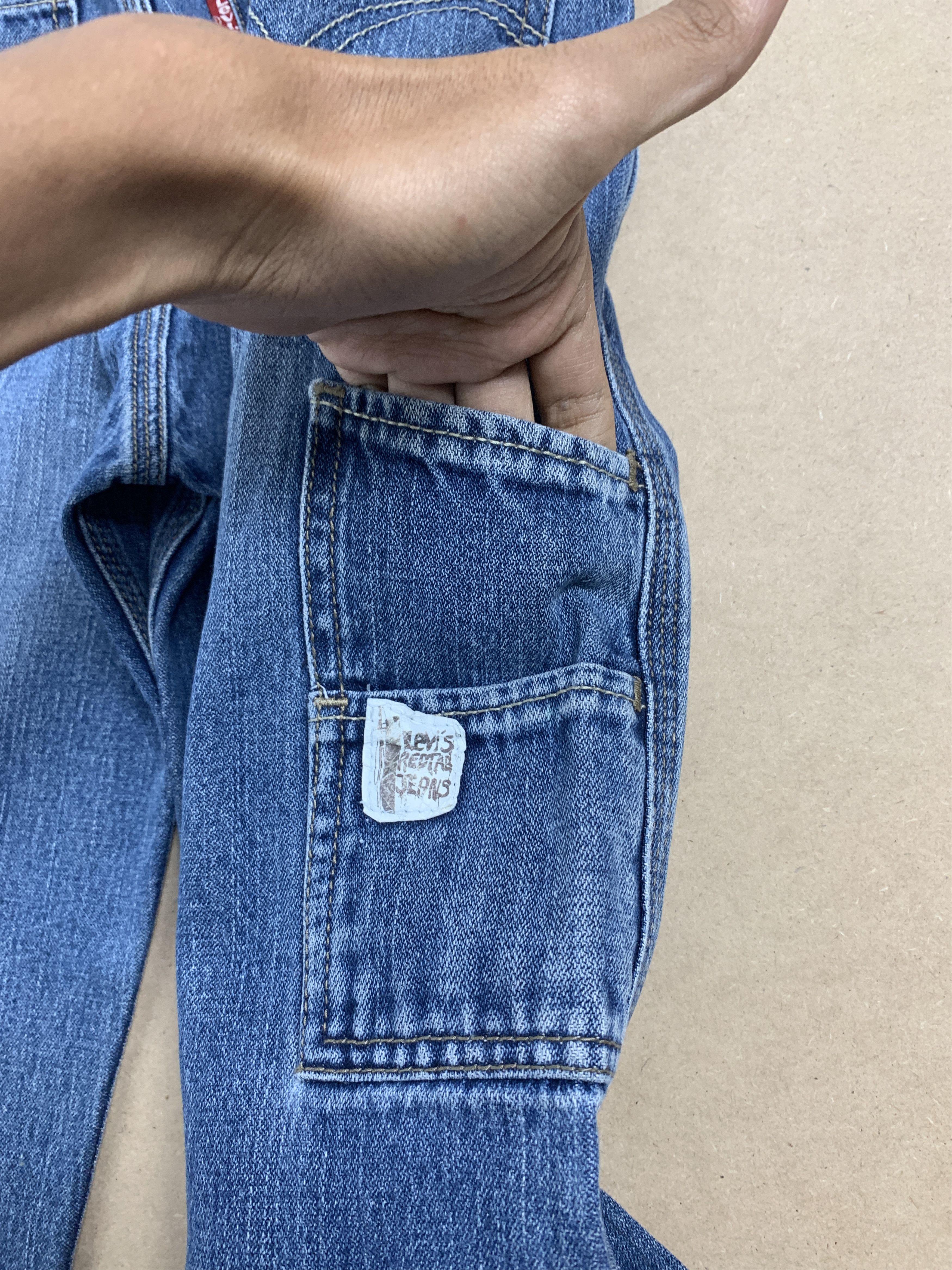 Levi's × Vintage Vintage LEVI'S CARPENTER Workwear Faded Mid Wash Jeans Size 23" - 9 Thumbnail
