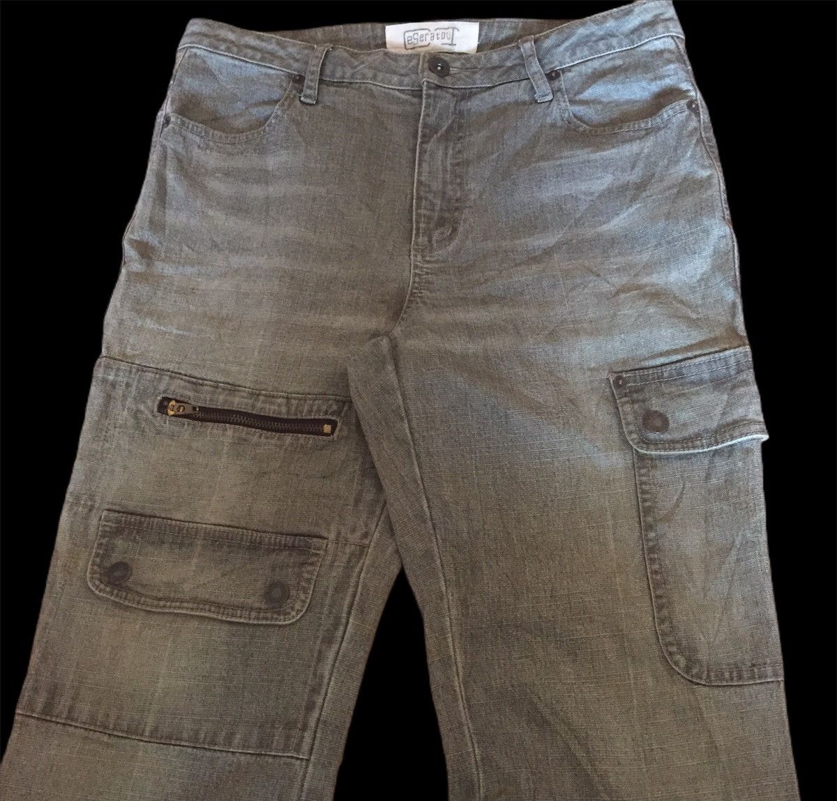 Designer × Japanese Brand Vintage cargo tactical gas mask pocket flare jeans wide leg Size 30" / US 8 / IT 44 - 1 Thumbnail