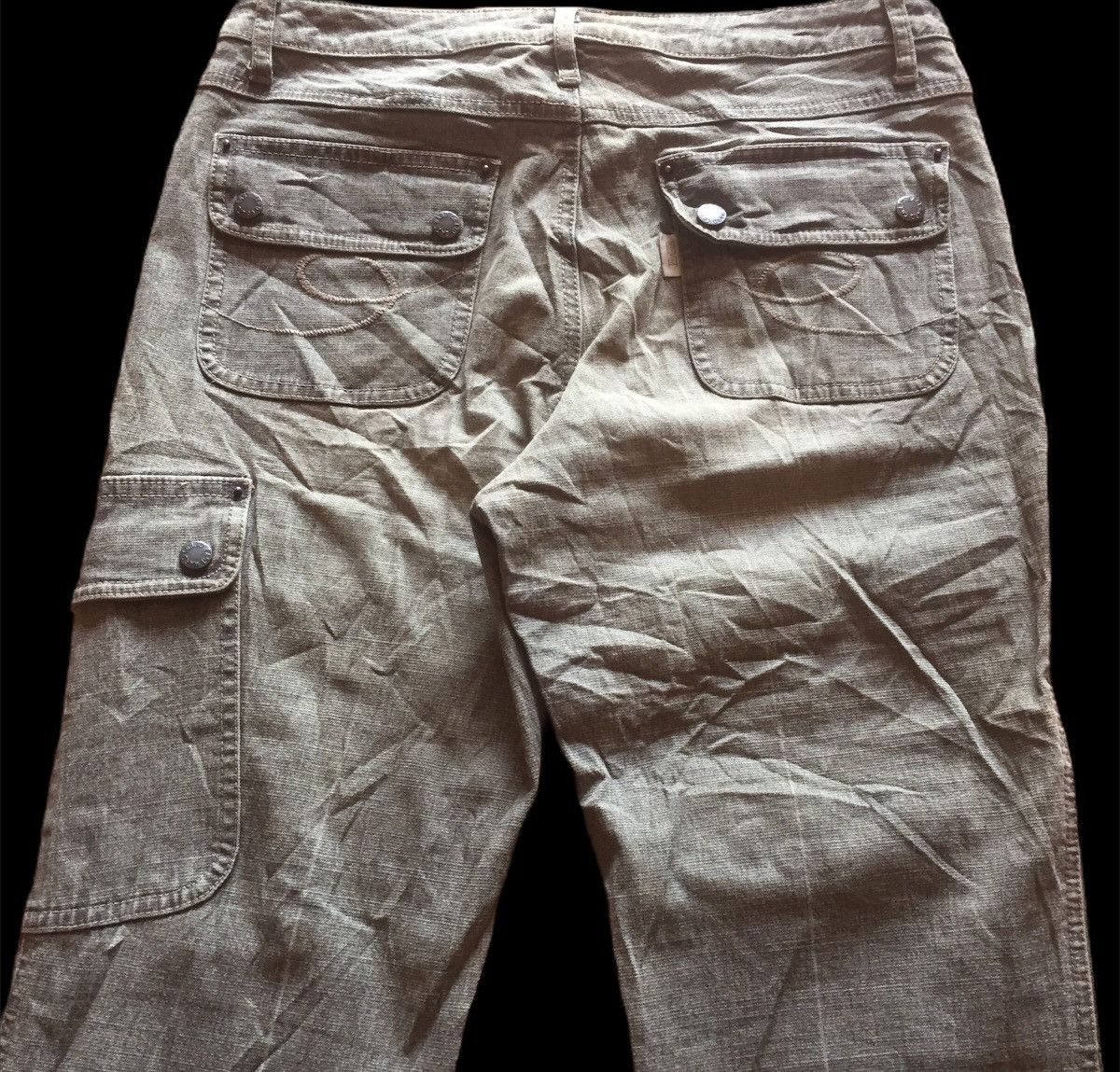Designer × Japanese Brand Vintage cargo tactical gas mask pocket flare jeans wide leg Size 30" / US 8 / IT 44 - 2 Thumbnail