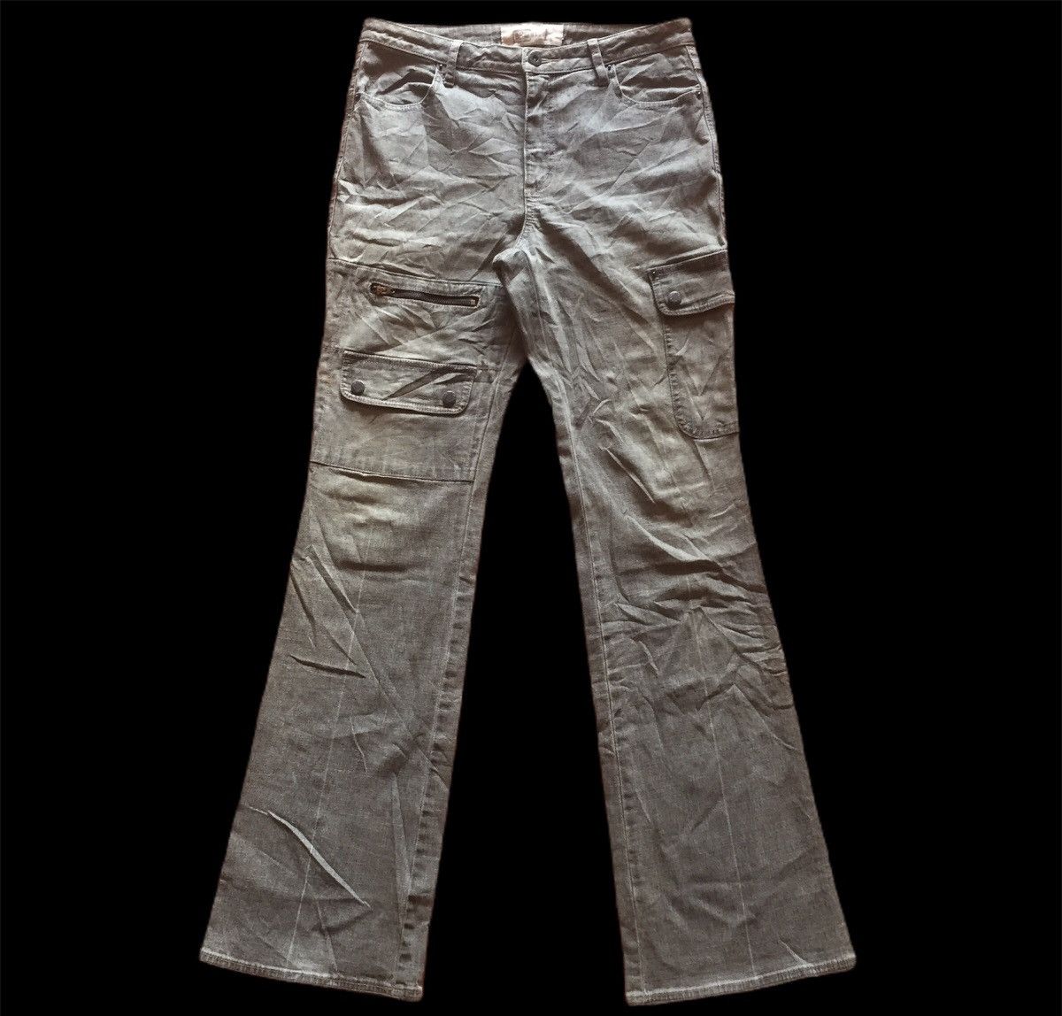 Designer × Japanese Brand Vintage cargo tactical gas mask pocket flare jeans wide leg Size 30" / US 8 / IT 44 - 3 Thumbnail