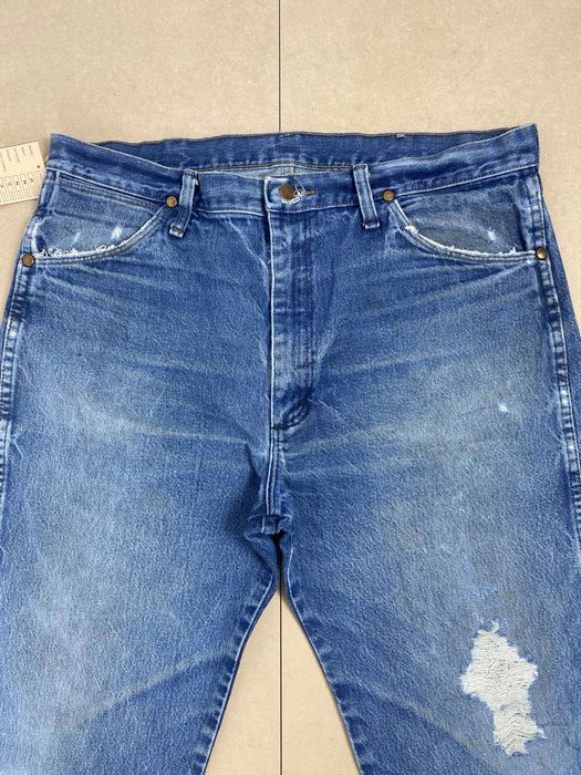 Vintage Vintage Wrangler Straight Cut Distressed Faded Blue Jeans | Grailed