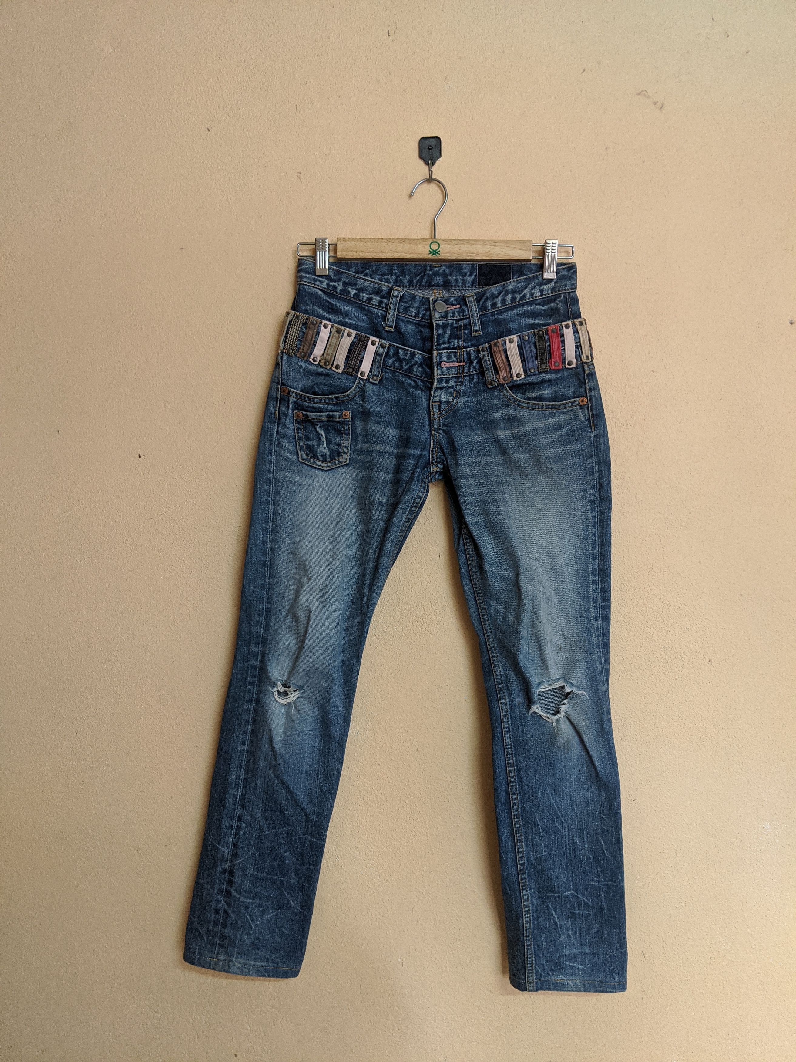 If Six Was Nine Distressed denim double waist japan denim pants women Size 28" / US 6 / IT 42 - 1 Thumbnail